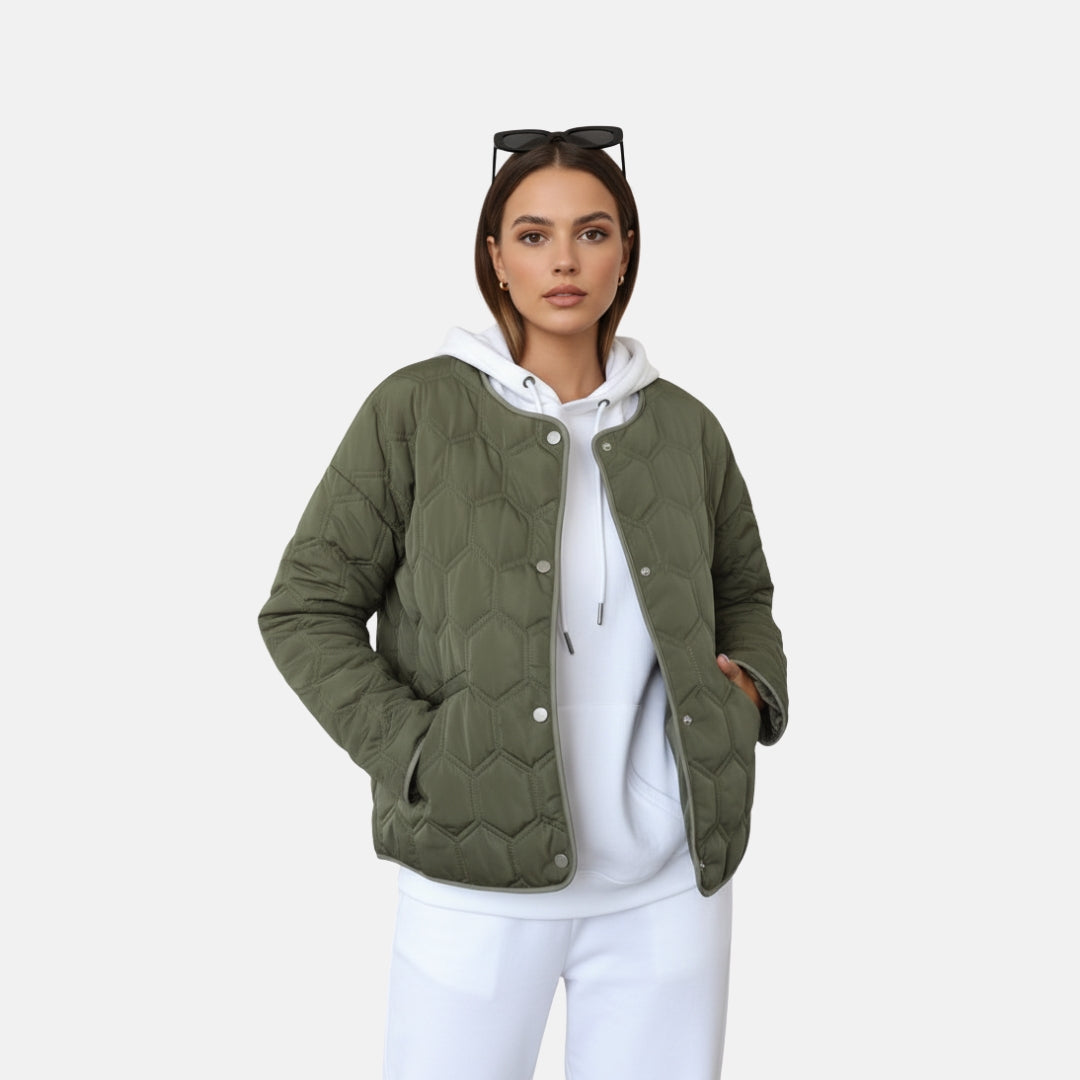 VELYXA | Women’s Quilted Winter Jacket with Round Neck