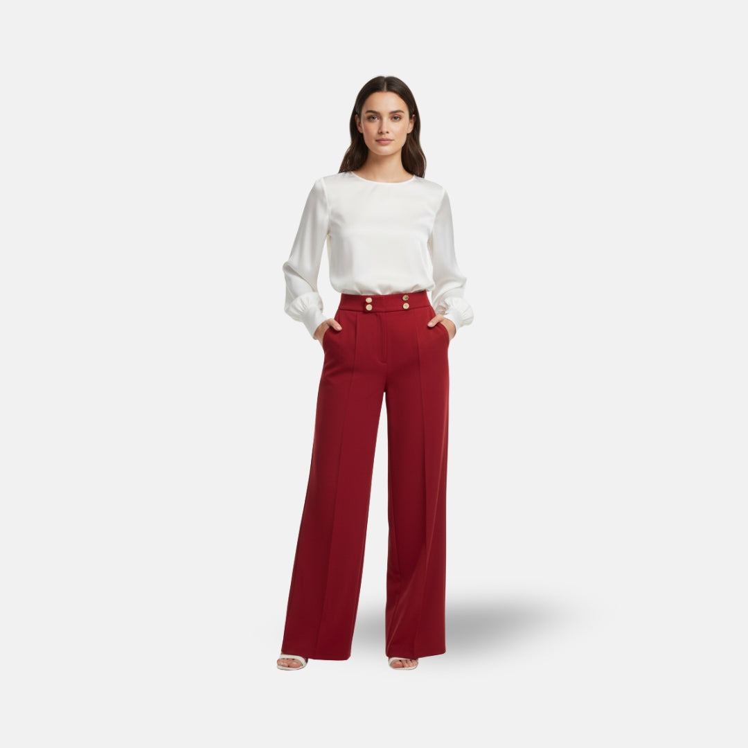 VELYXA | Women’s High-Waist Palazzo Pants with Button Fly