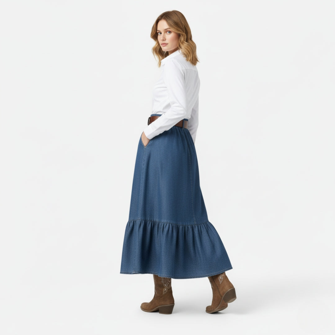 VELYXA | Women’s Mid-Calf Cowboy Boots with Chunky Heel