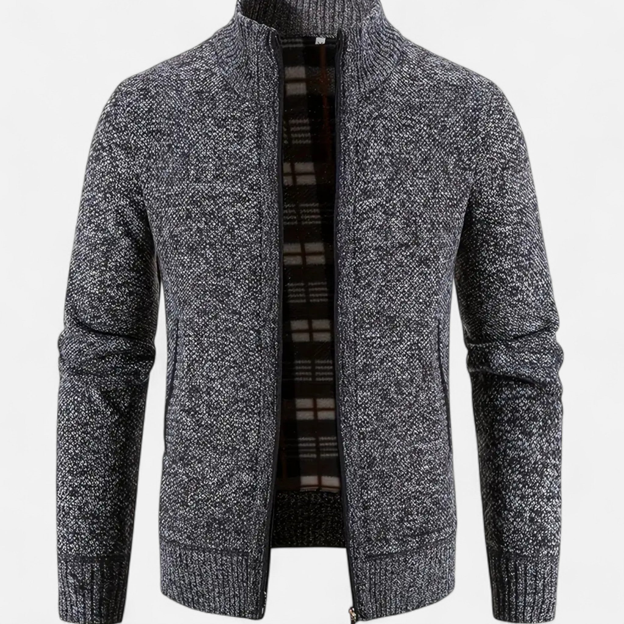 VELYXA | Men’s Zip-Up Knit Sweater – Wool & Cotton Blend