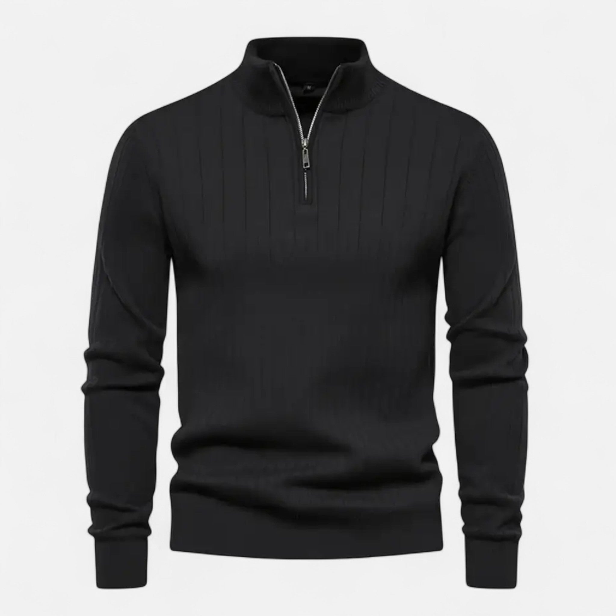 VELYXA | Men’s Half-Zip Wool-Blend Knit Sweater with Stand Collar