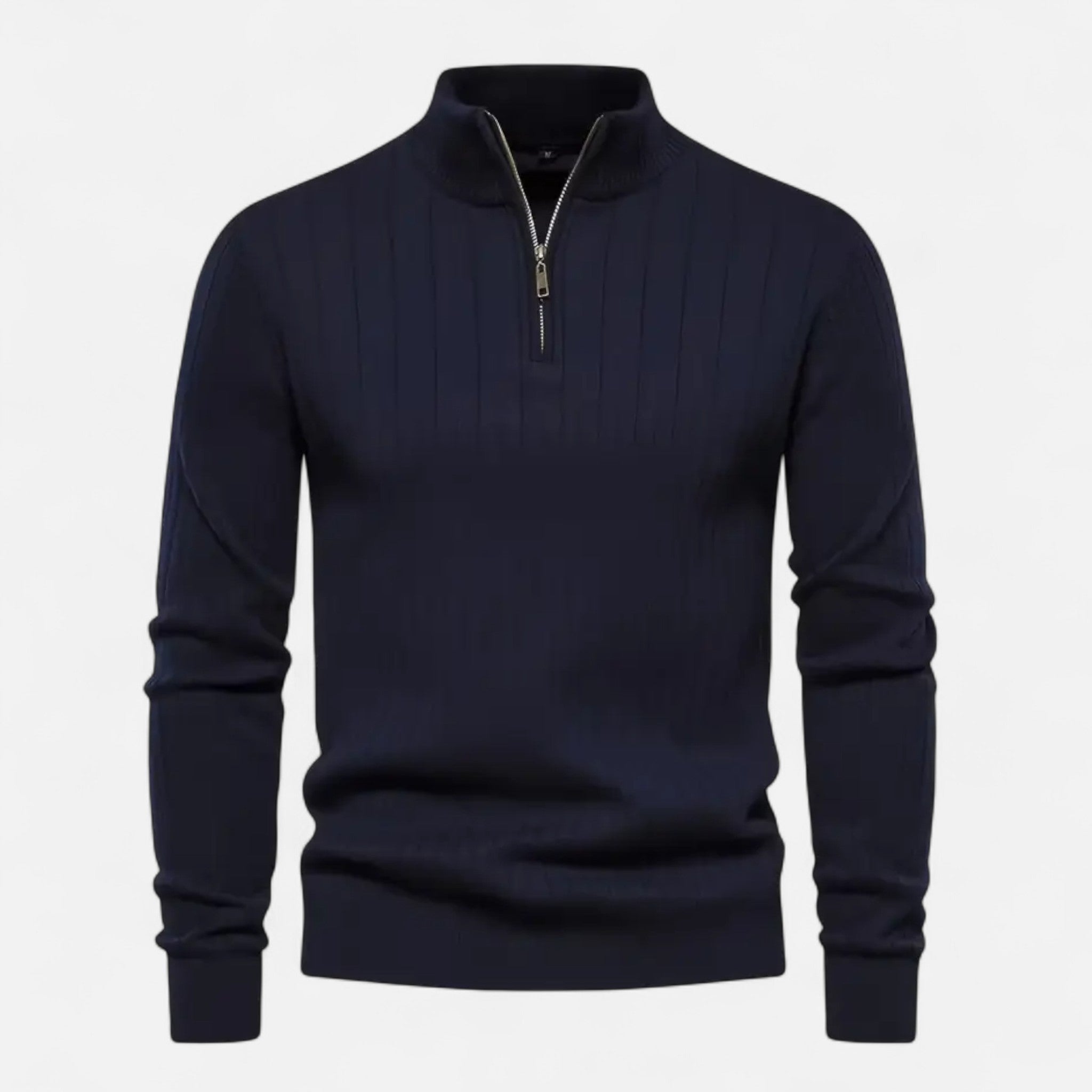 VELYXA | Men’s Half-Zip Wool-Blend Knit Sweater with Stand Collar