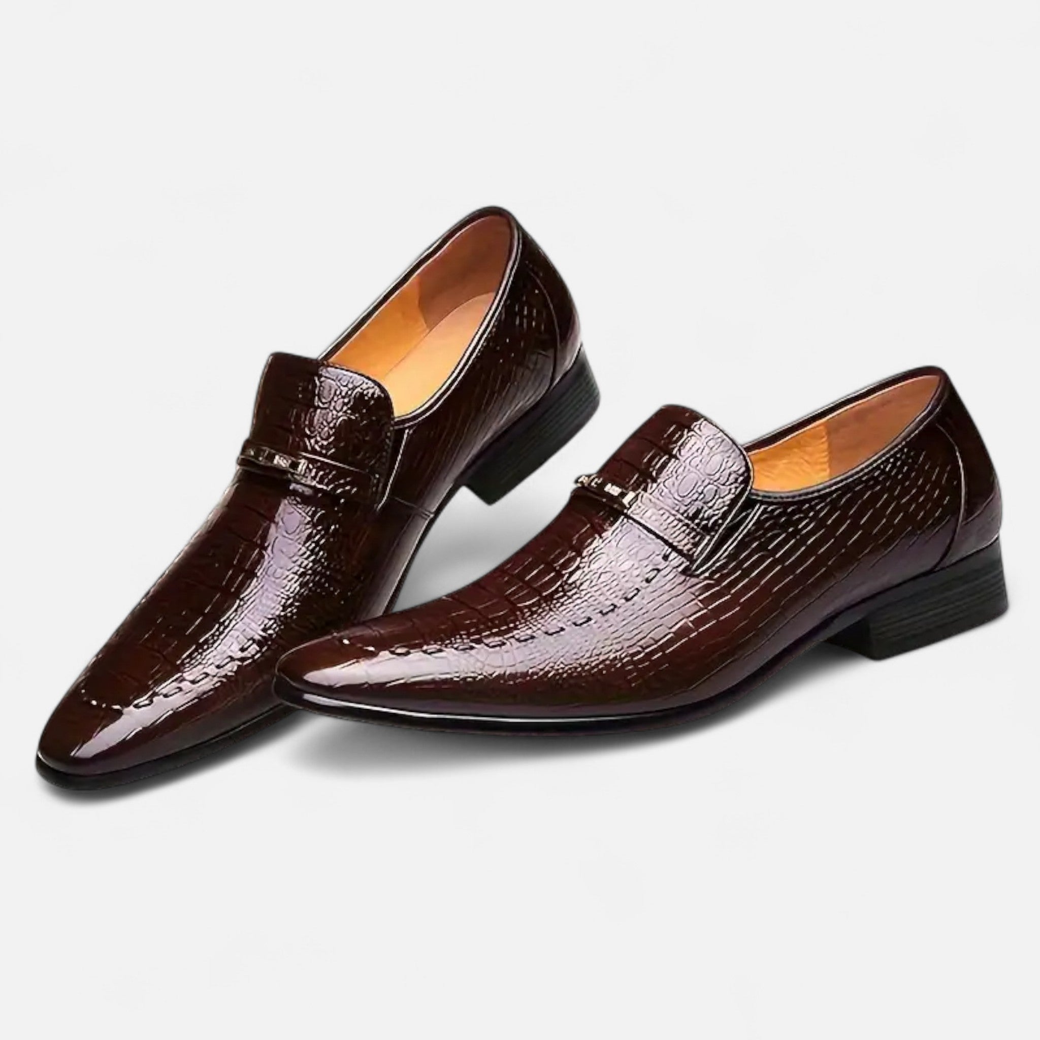 VELYXA | Men’s Oxford Slip-On Loafers with Metallic Emblem