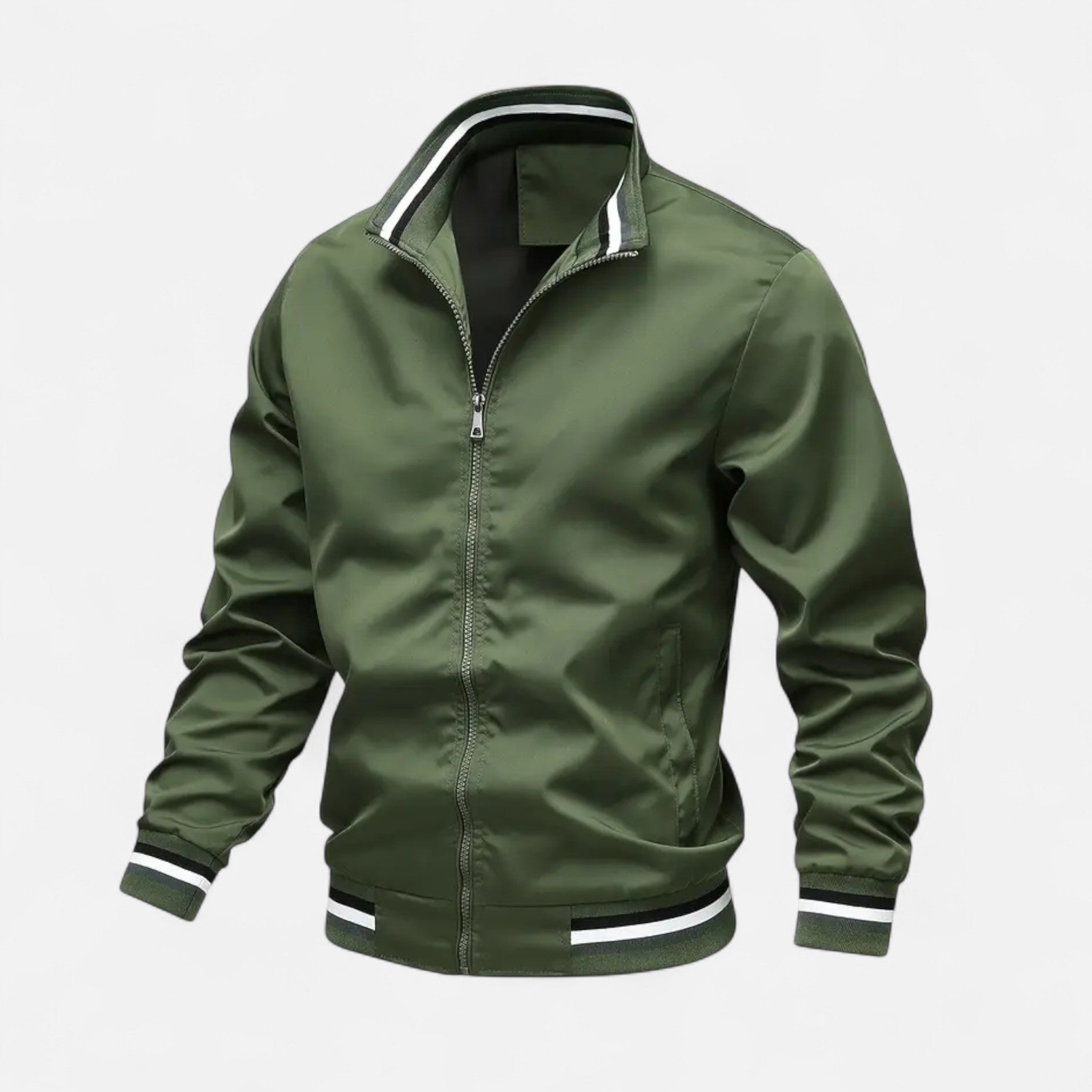 VELYXA | Men’s Zip-Up Bomber Jacket with Stand Collar