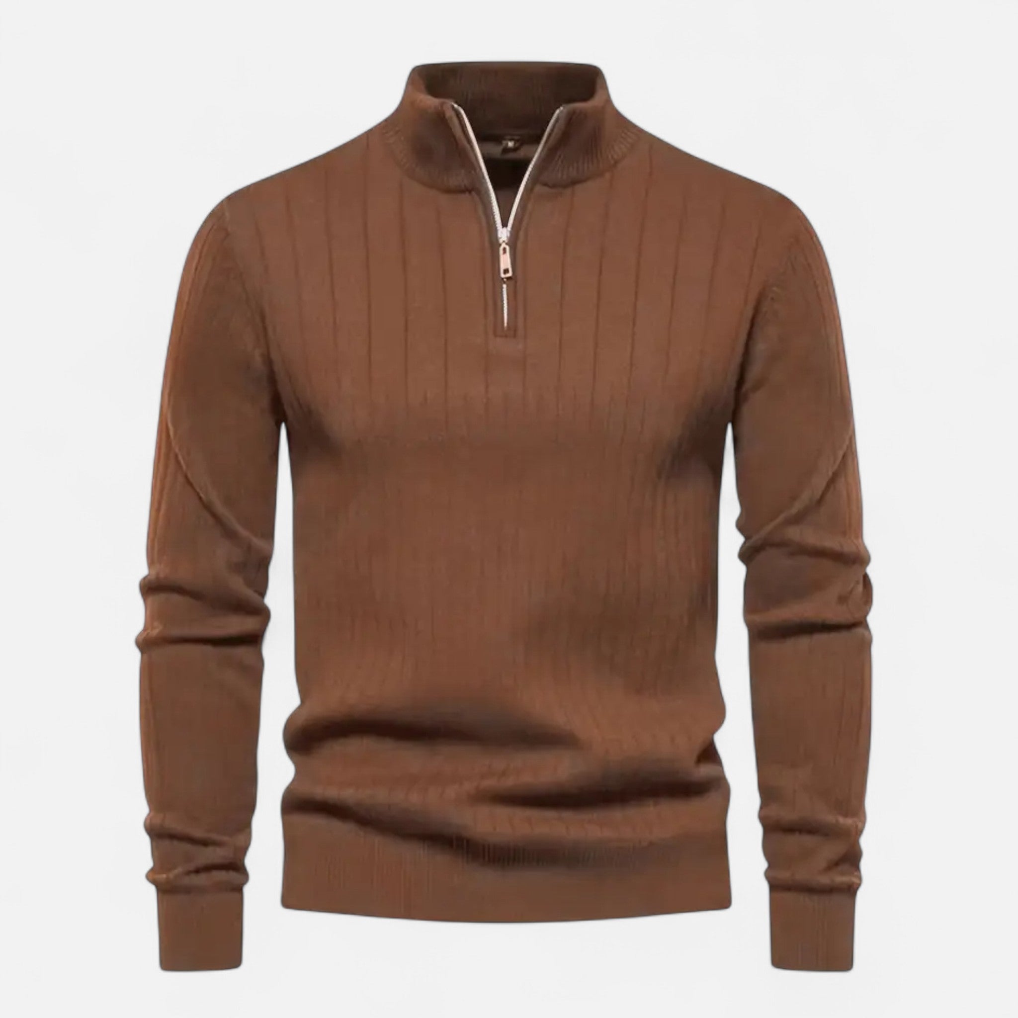 VELYXA | Men’s Half-Zip Wool-Blend Knit Sweater with Stand Collar