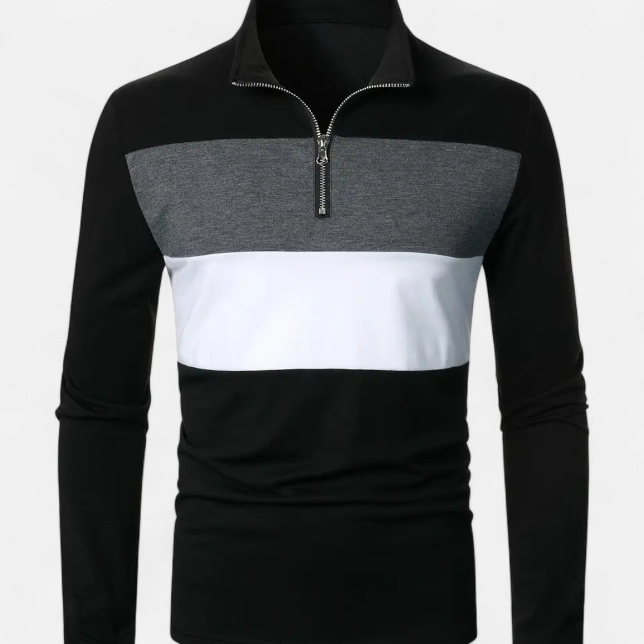 VELYXA | Men’s Half-Zip Colour Block Shirt with Collar