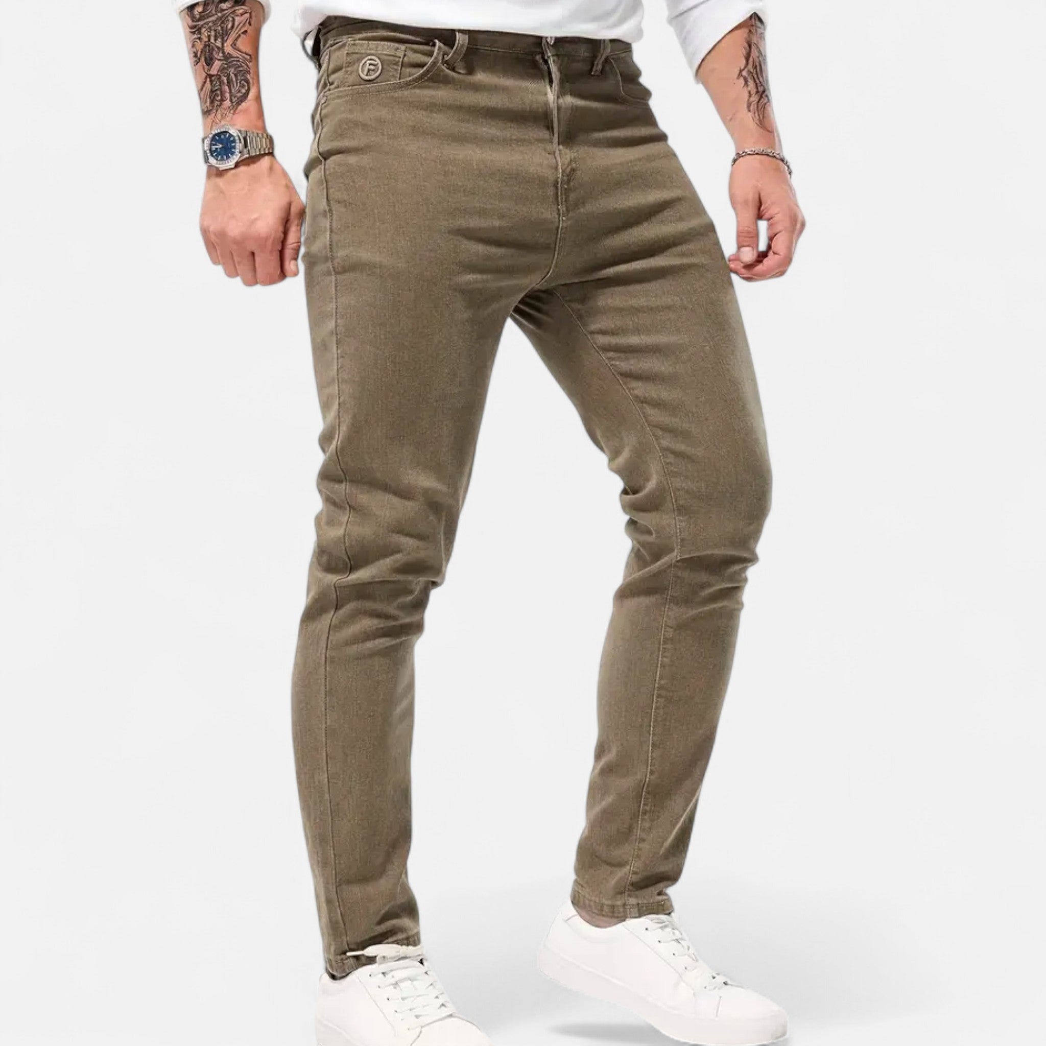 VELYXA | Men’s Straight-Leg Faux Denim Trousers