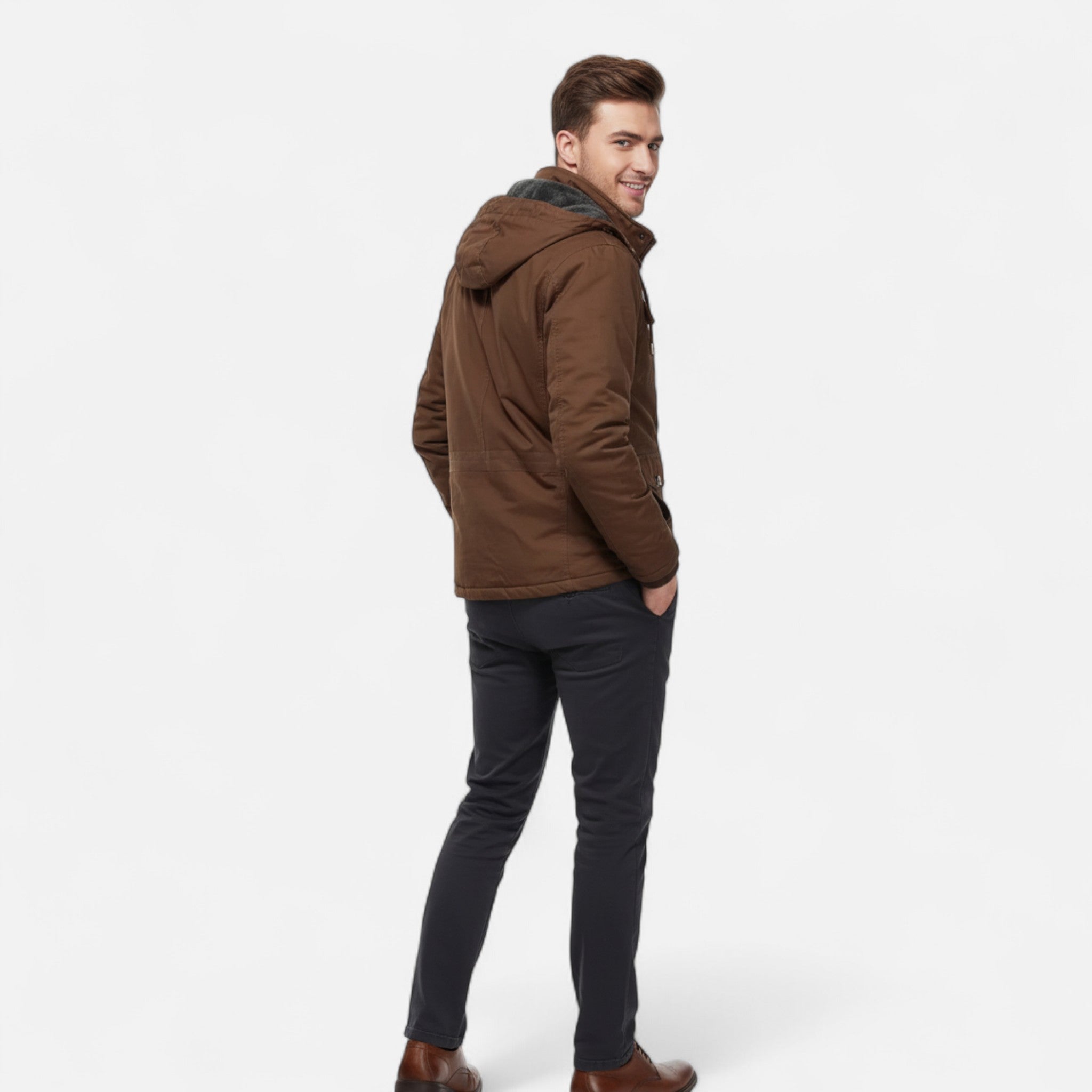 VELYXA | Men’s Mid-Length Zip-Up Jacket with Detachable Hood