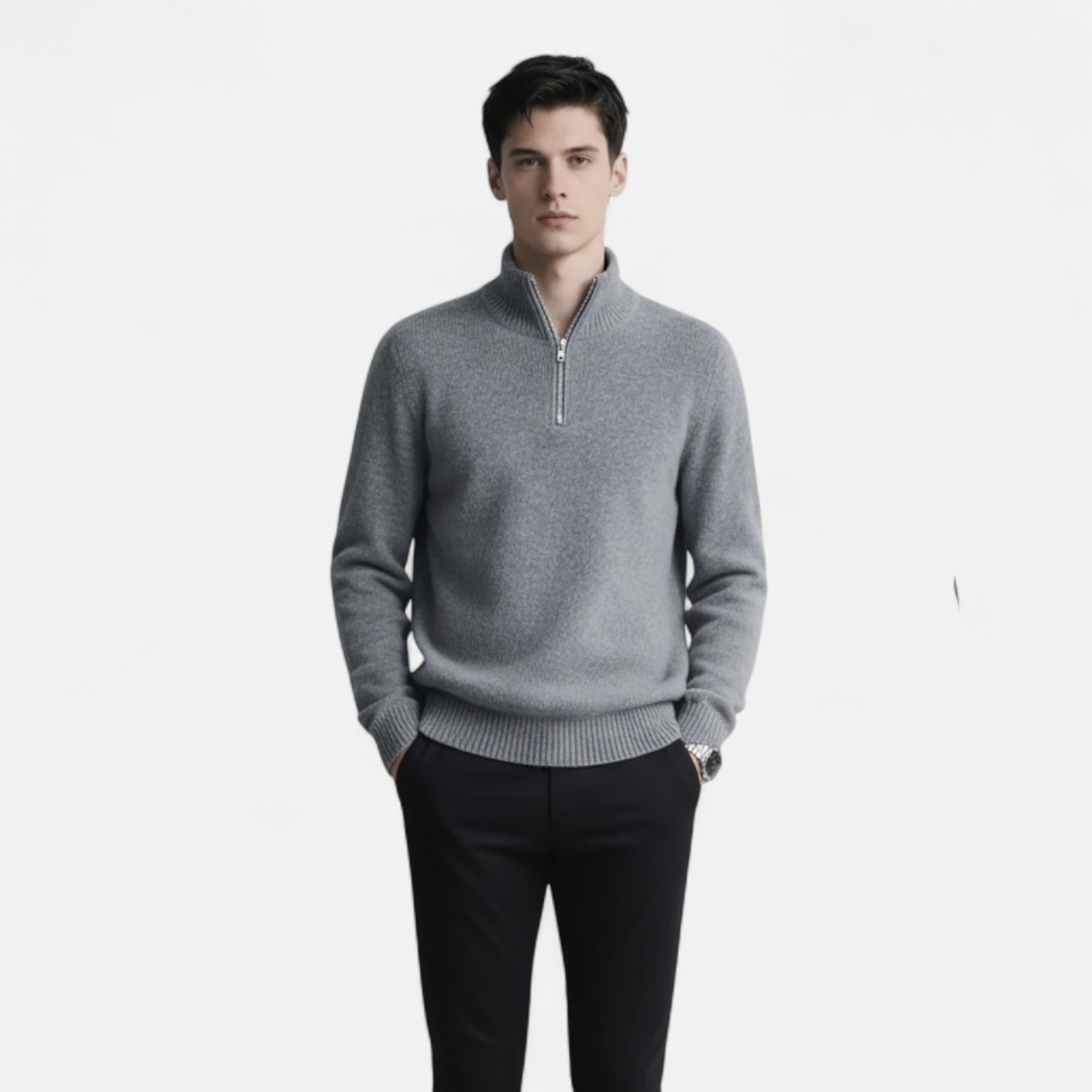 VELYXA | Men’s Wool-Blend Pullover with Stand Collar