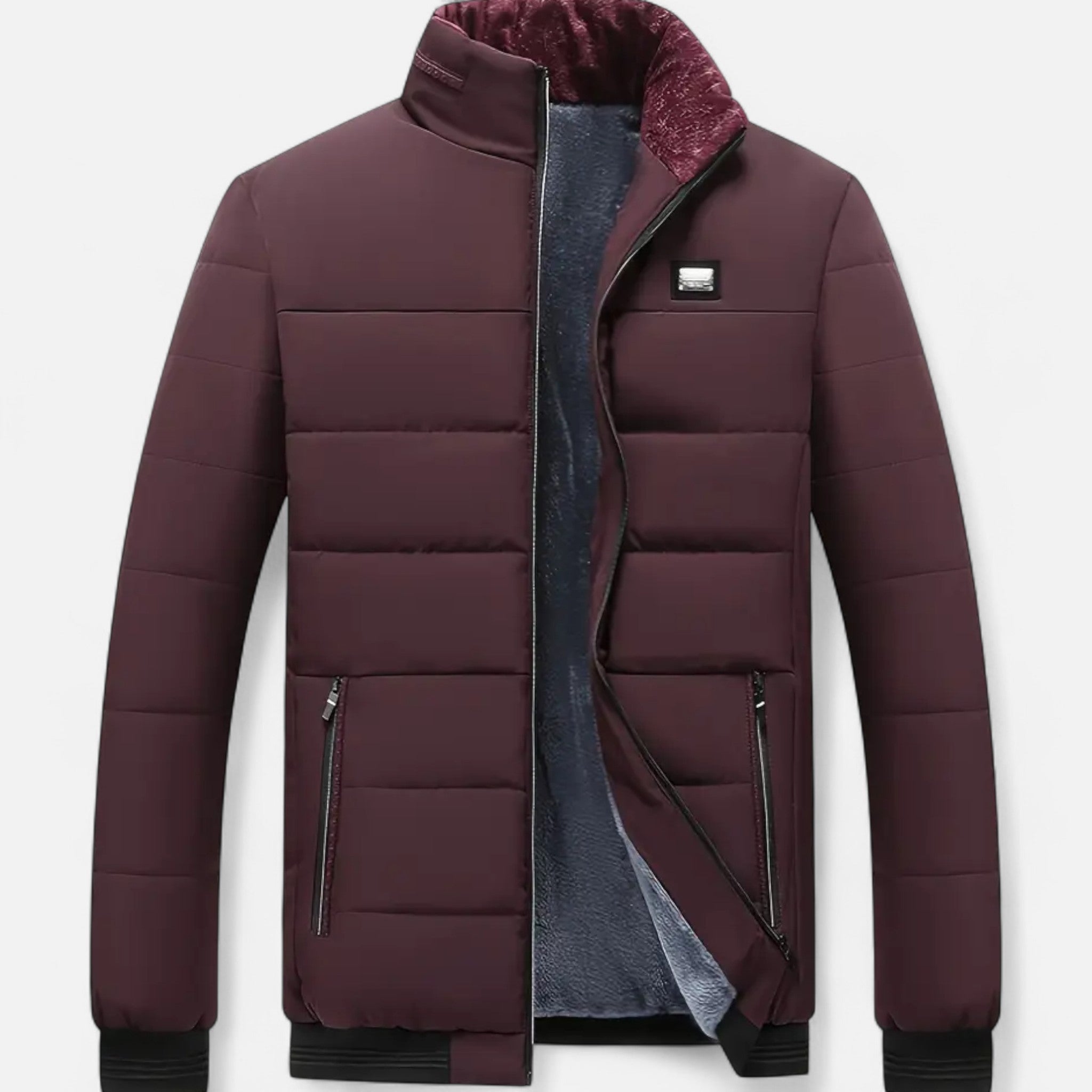 VELYXA | Men’s Zip-Up Polyester Jacket with Stand Collar