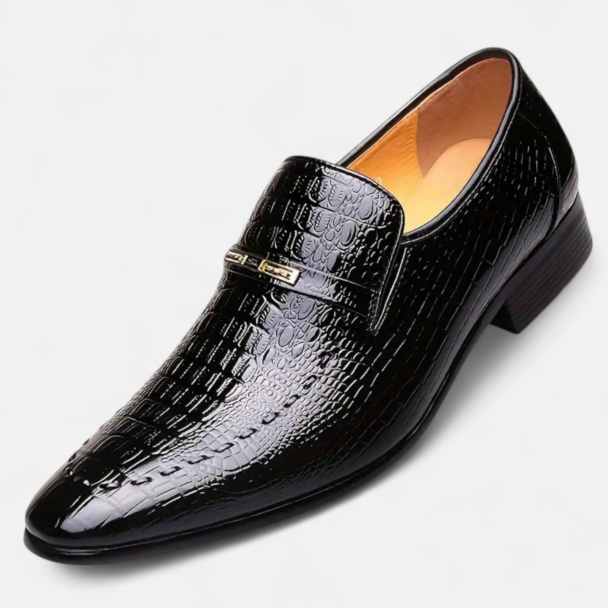 VELYXA | Men’s Oxford Slip-On Loafers with Metallic Emblem