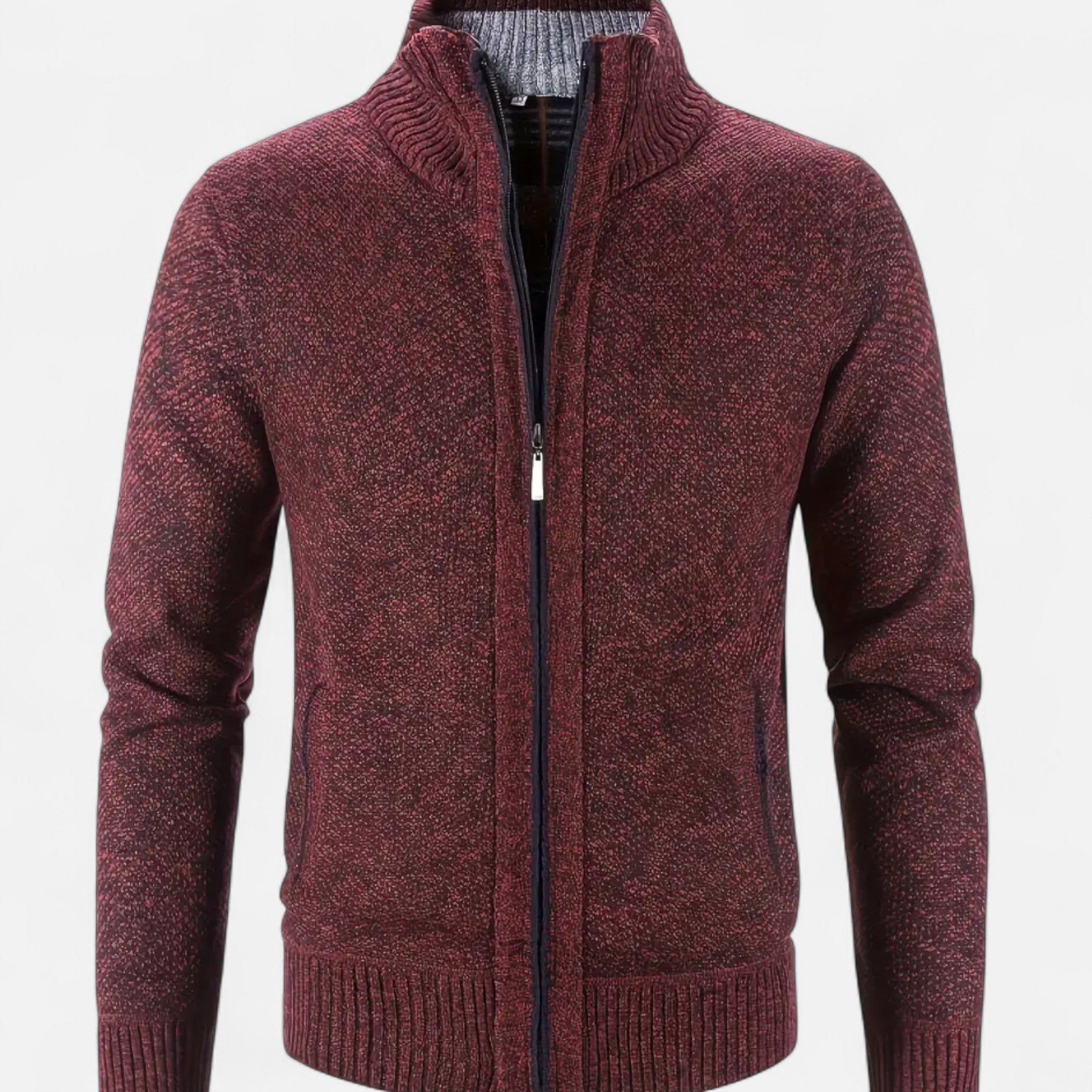 VELYXA | Men’s Zip-Up Knit Sweater – Wool & Cotton Blend