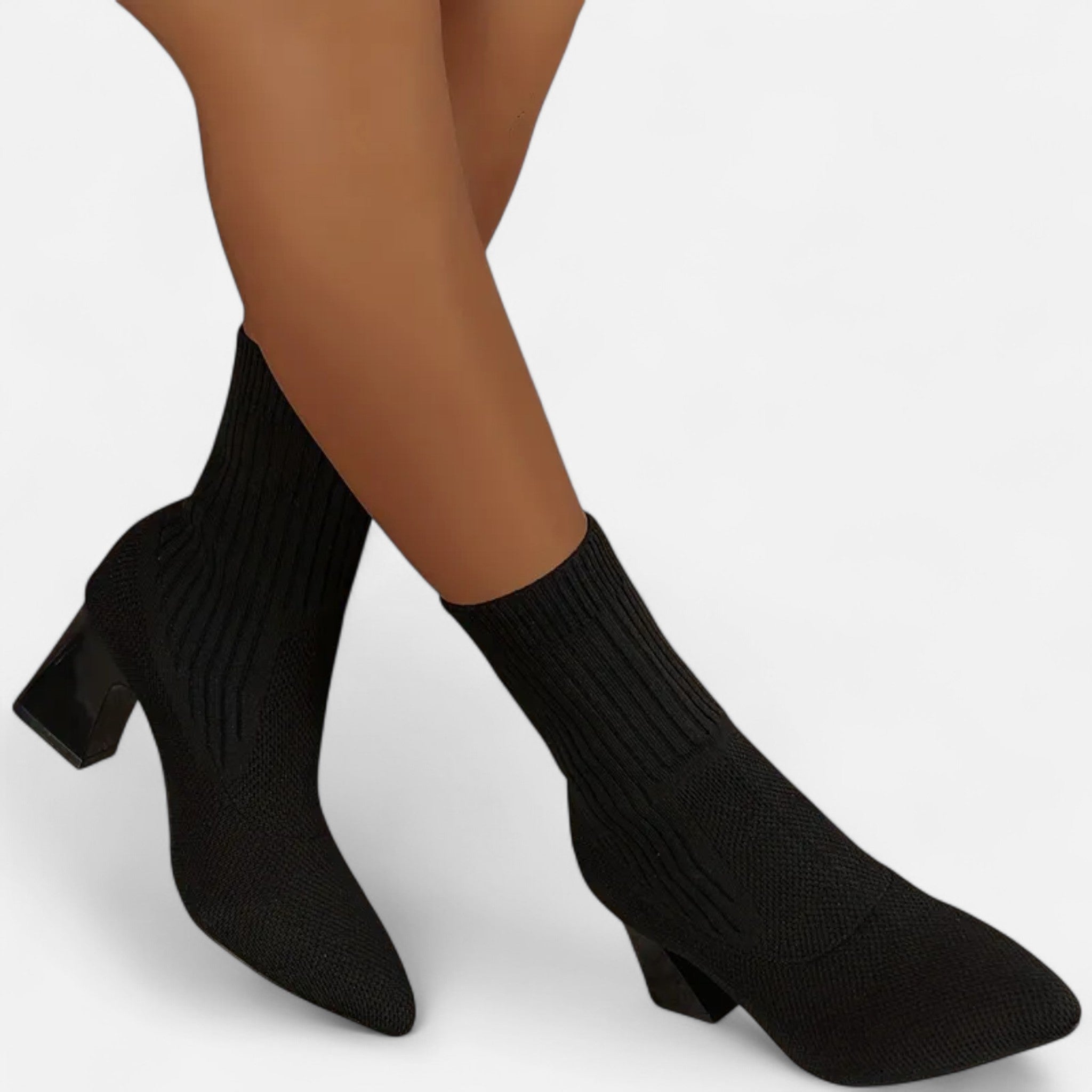 VELYXA | Women’s Slip-On Knitted Boots with Pointed Toe