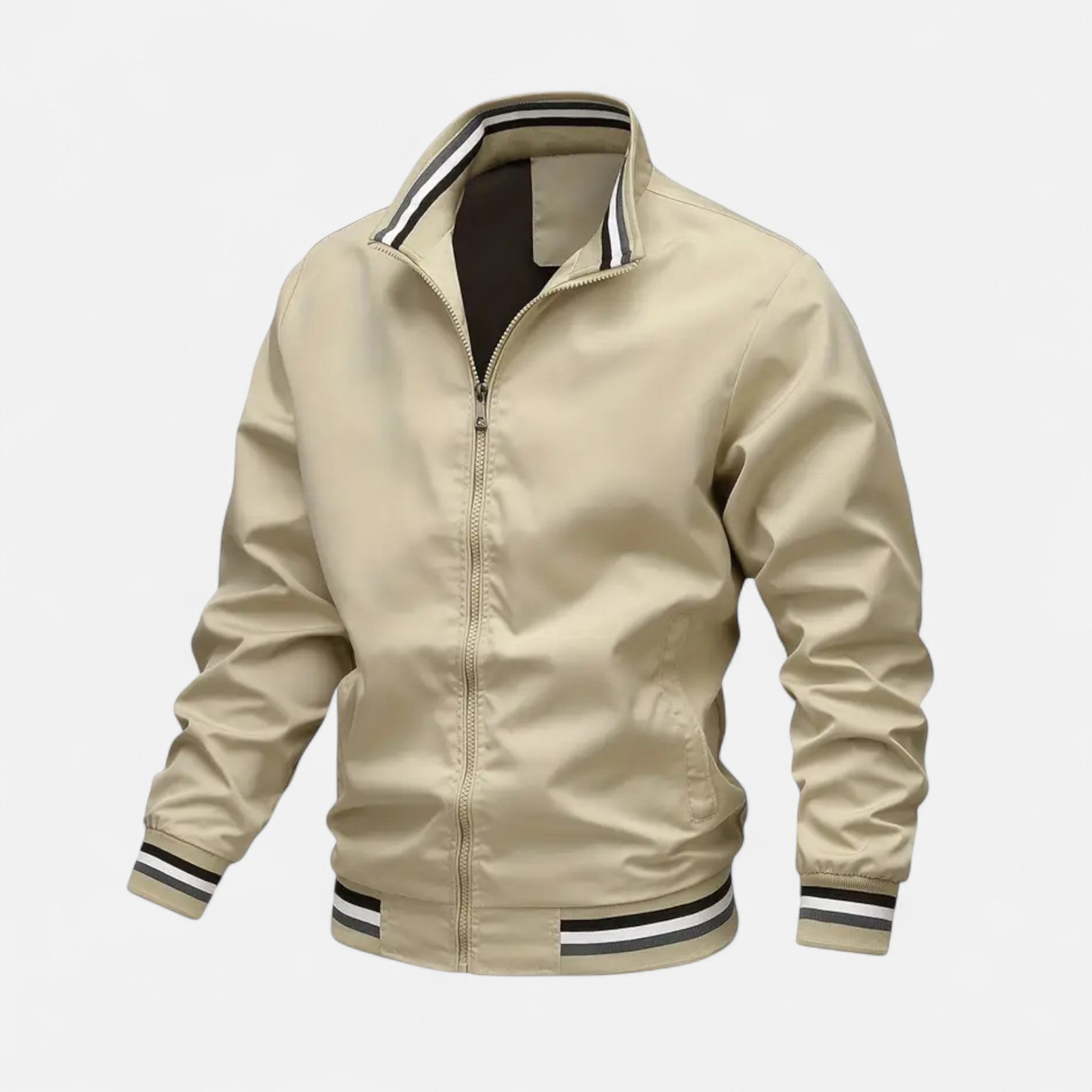 VELYXA | Men’s Zip-Up Bomber Jacket with Stand Collar