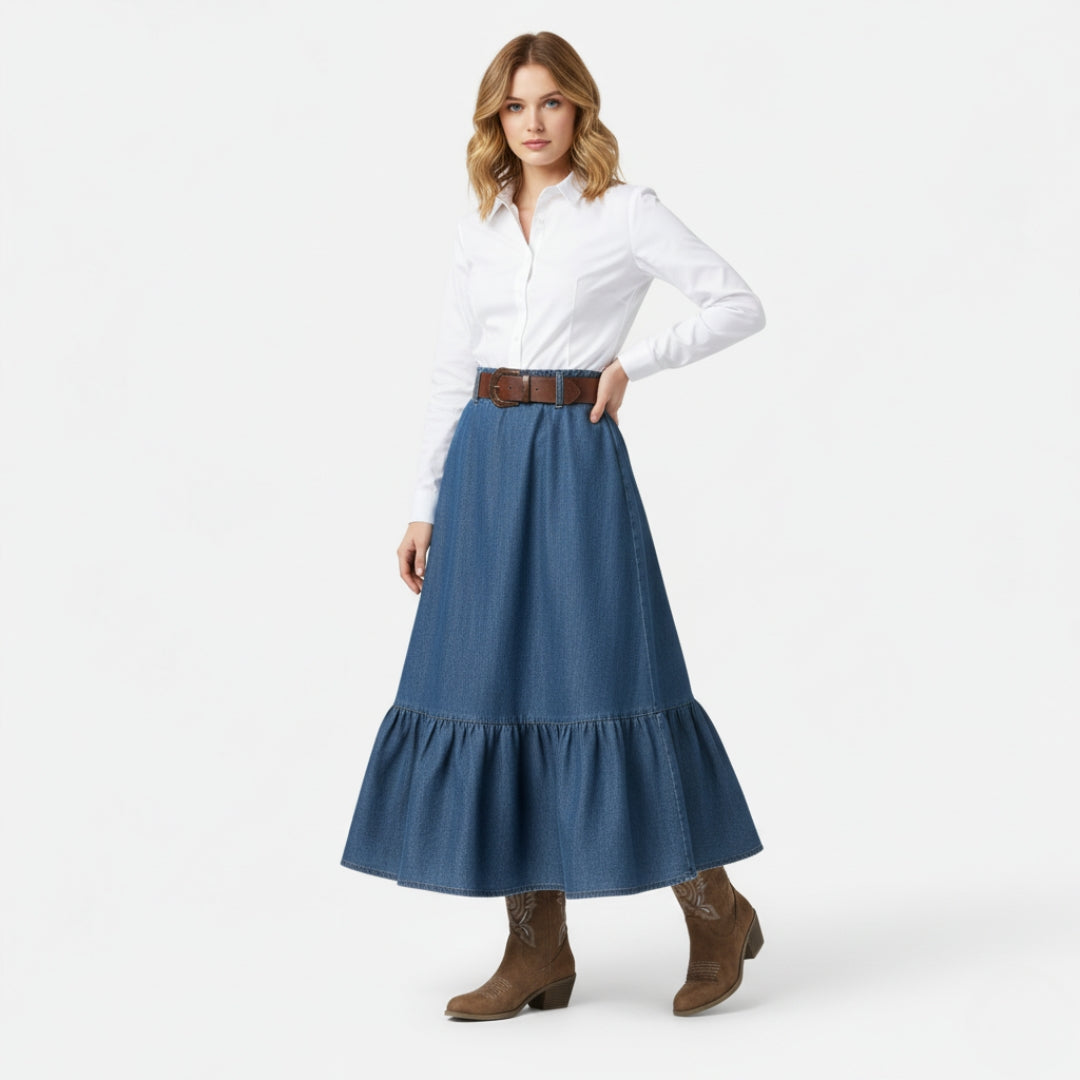 VELYXA | Women’s Mid-Calf Cowboy Boots with Chunky Heel