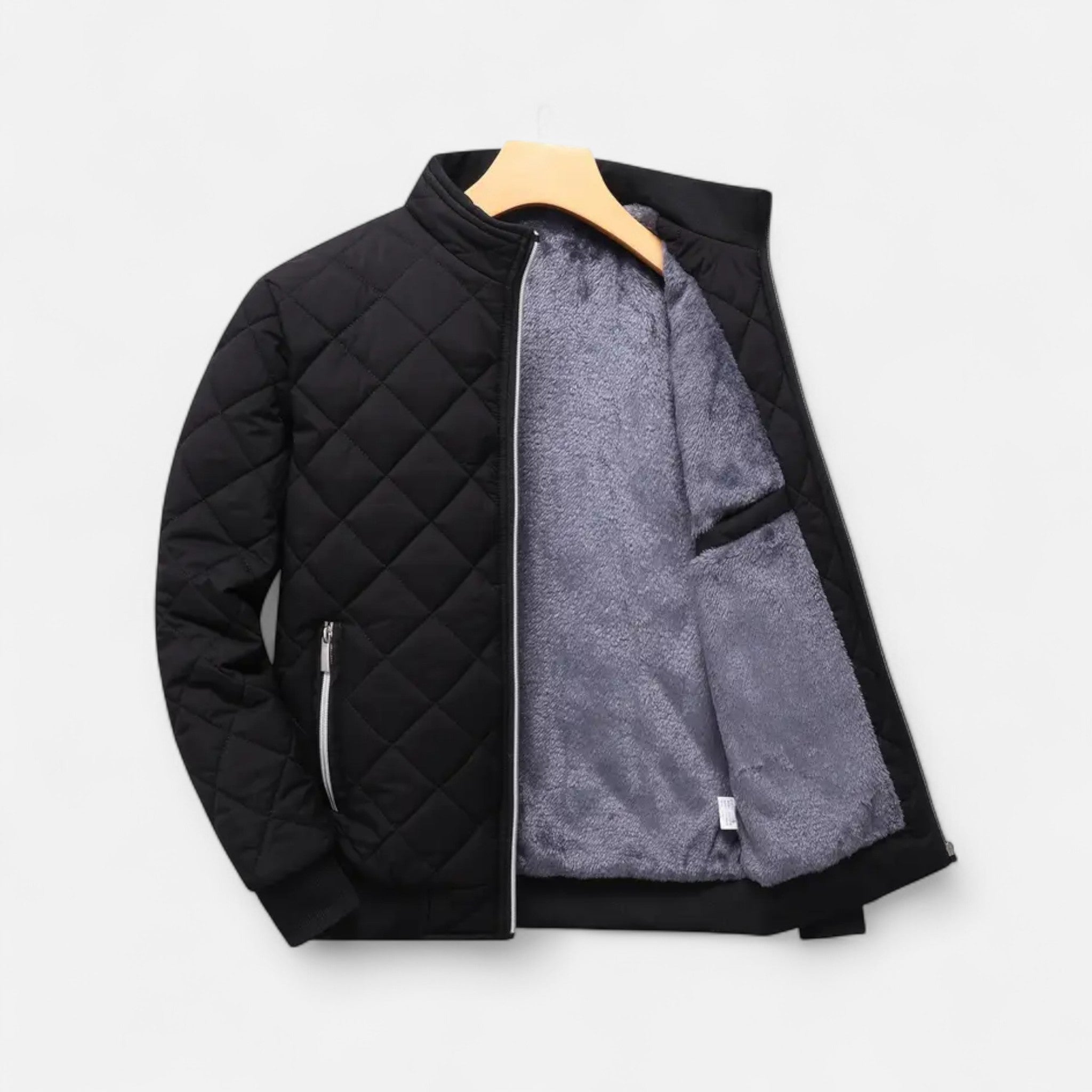 VELYXA | Men’s Quilted Fleece-Lined Jacket – Zip-Up