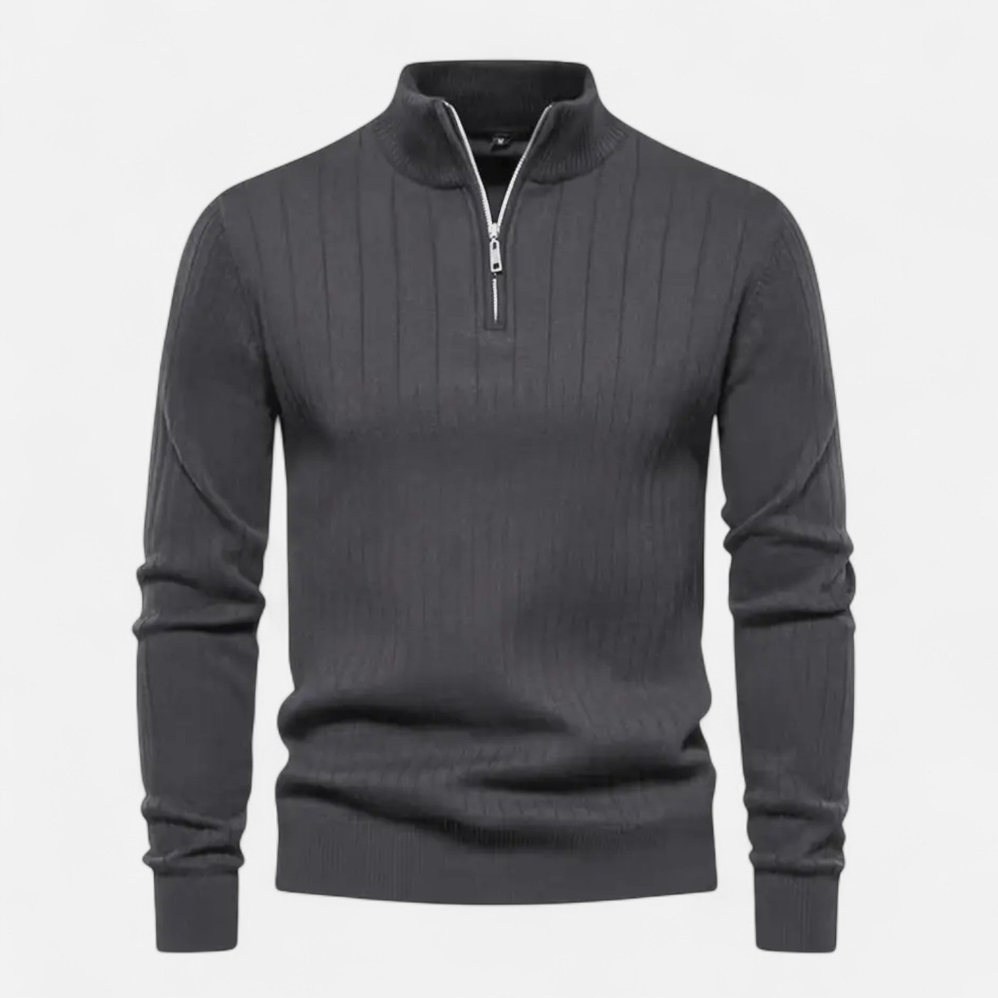 VELYXA | Men’s Half-Zip Wool-Blend Knit Sweater with Stand Collar