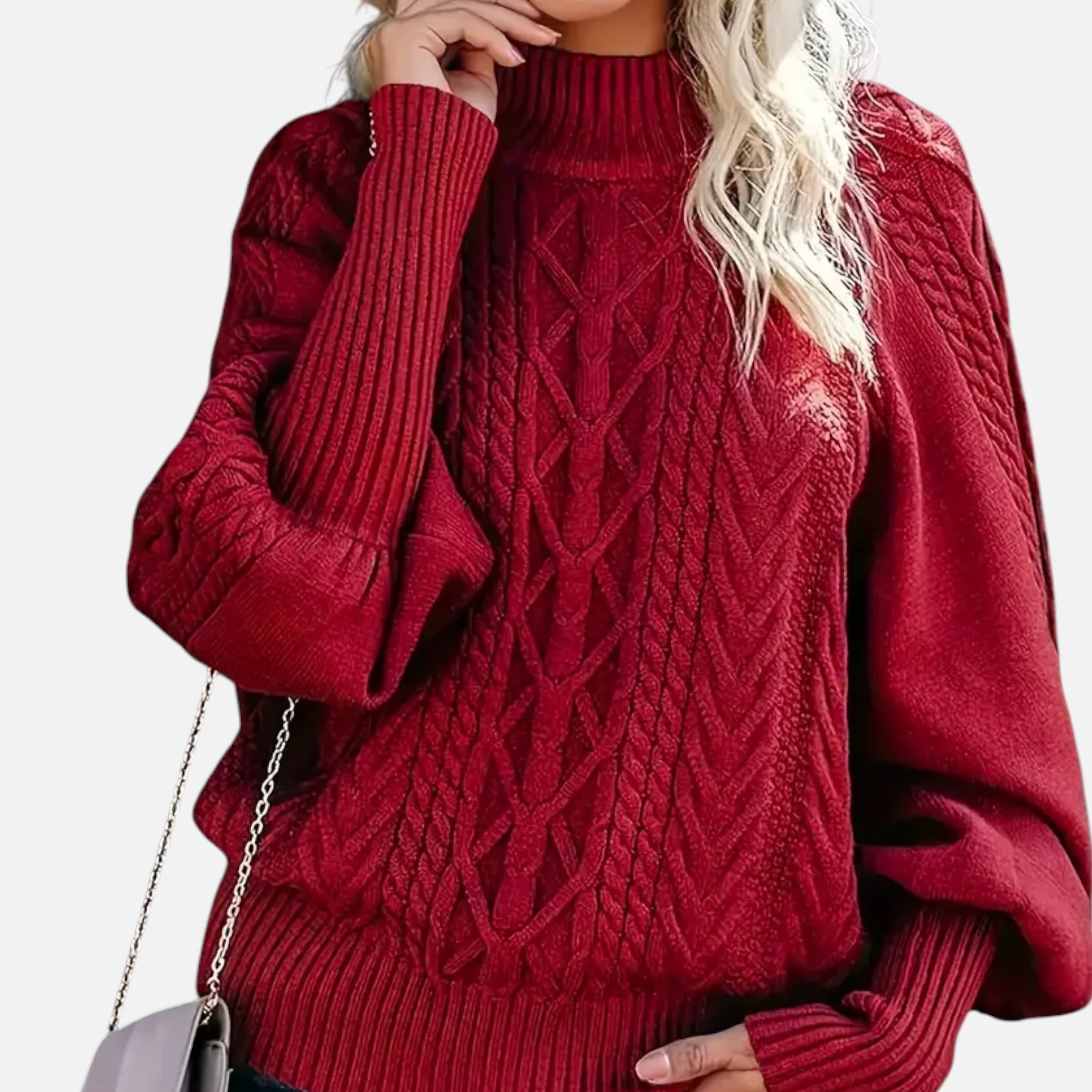 VELYXA | Women’s Knit Pullover Sweater with Half-High Collar