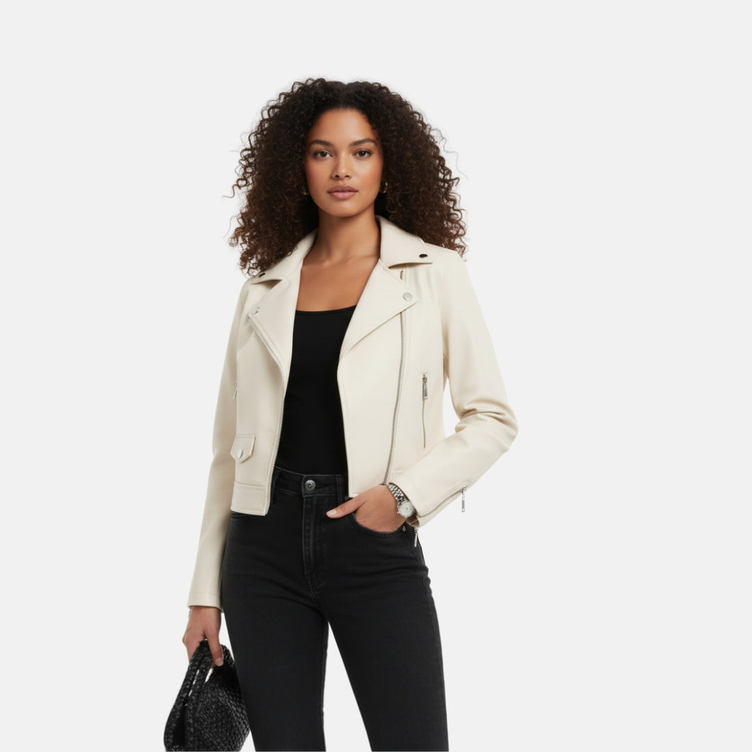 VELYXA | Women’s Zip-Up Faux Leather Jacket