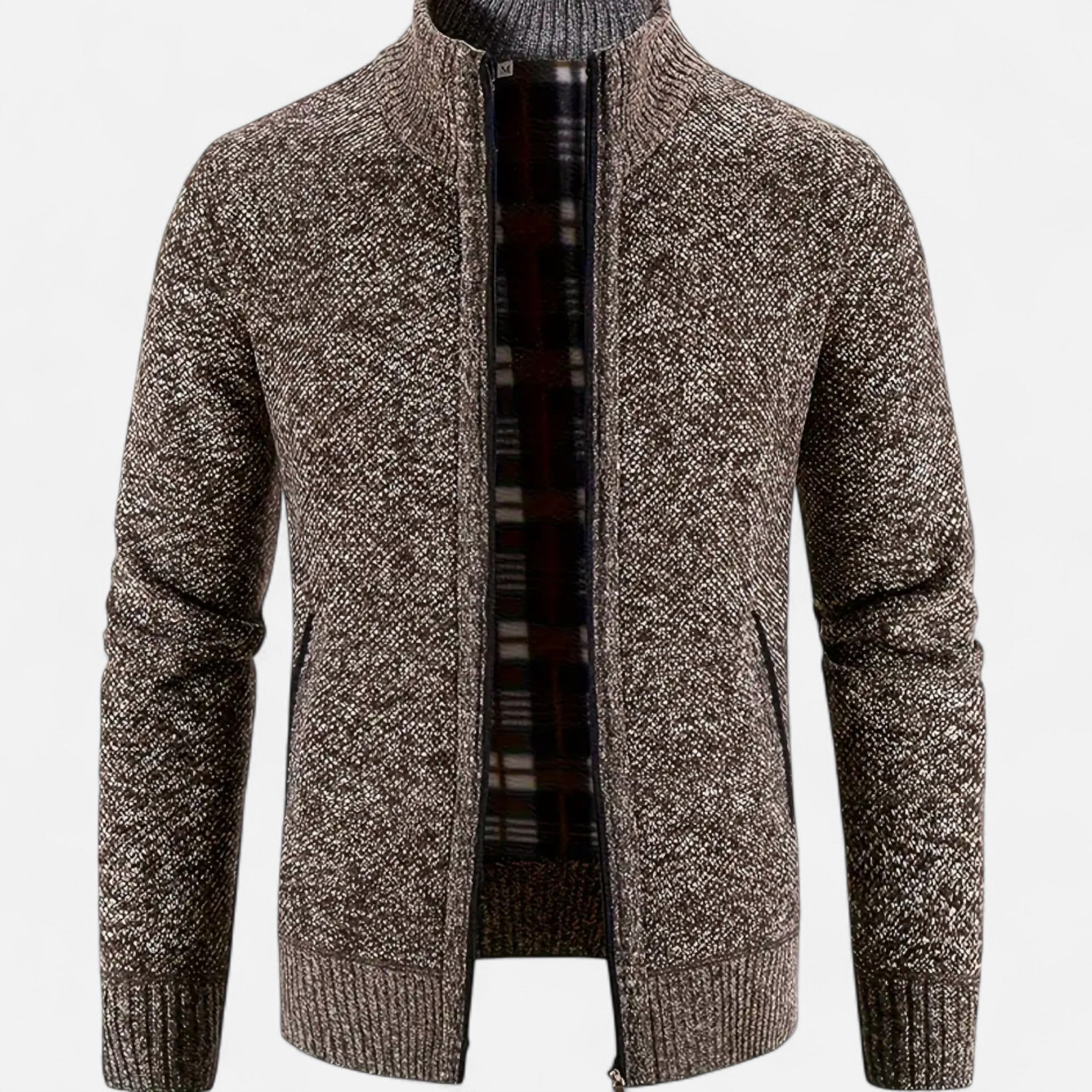 VELYXA | Men’s Zip-Up Knit Sweater – Wool & Cotton Blend