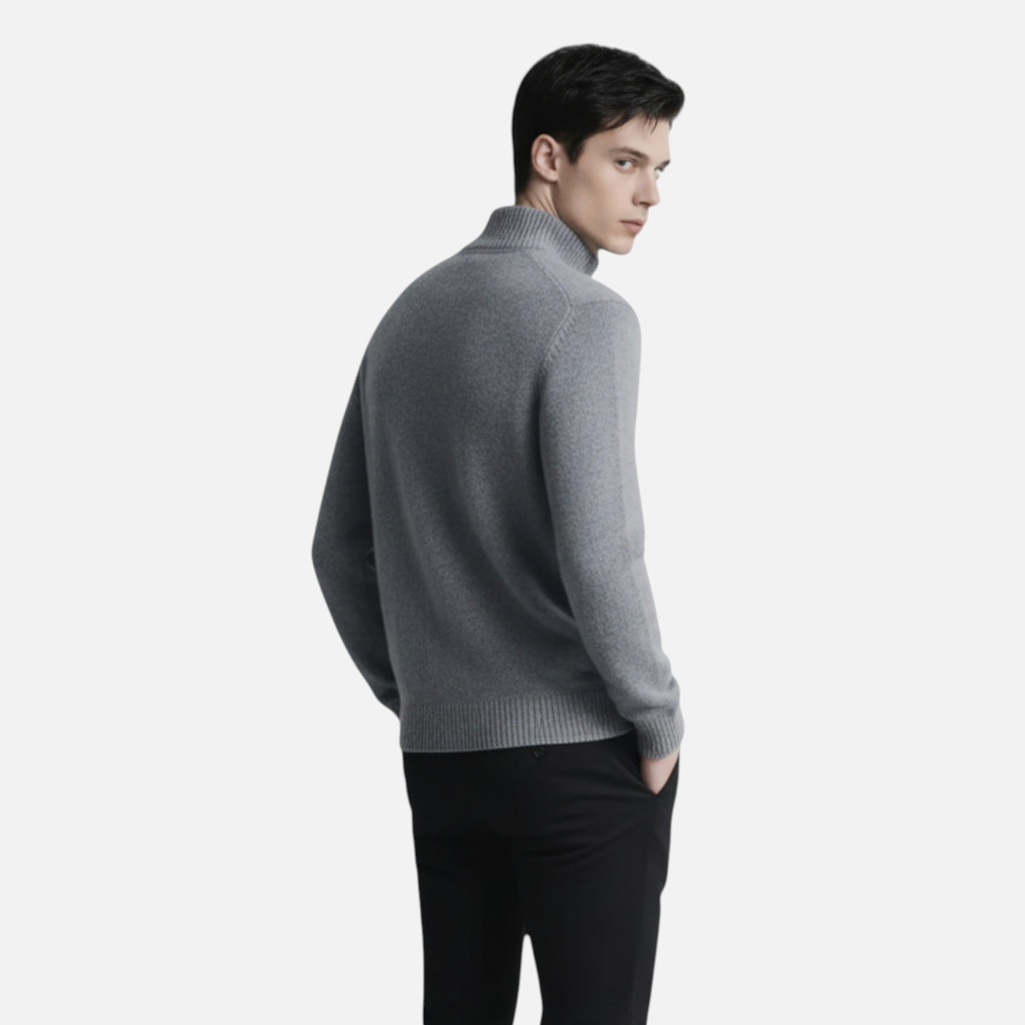 VELYXA | Men’s Wool-Blend Pullover with Stand Collar