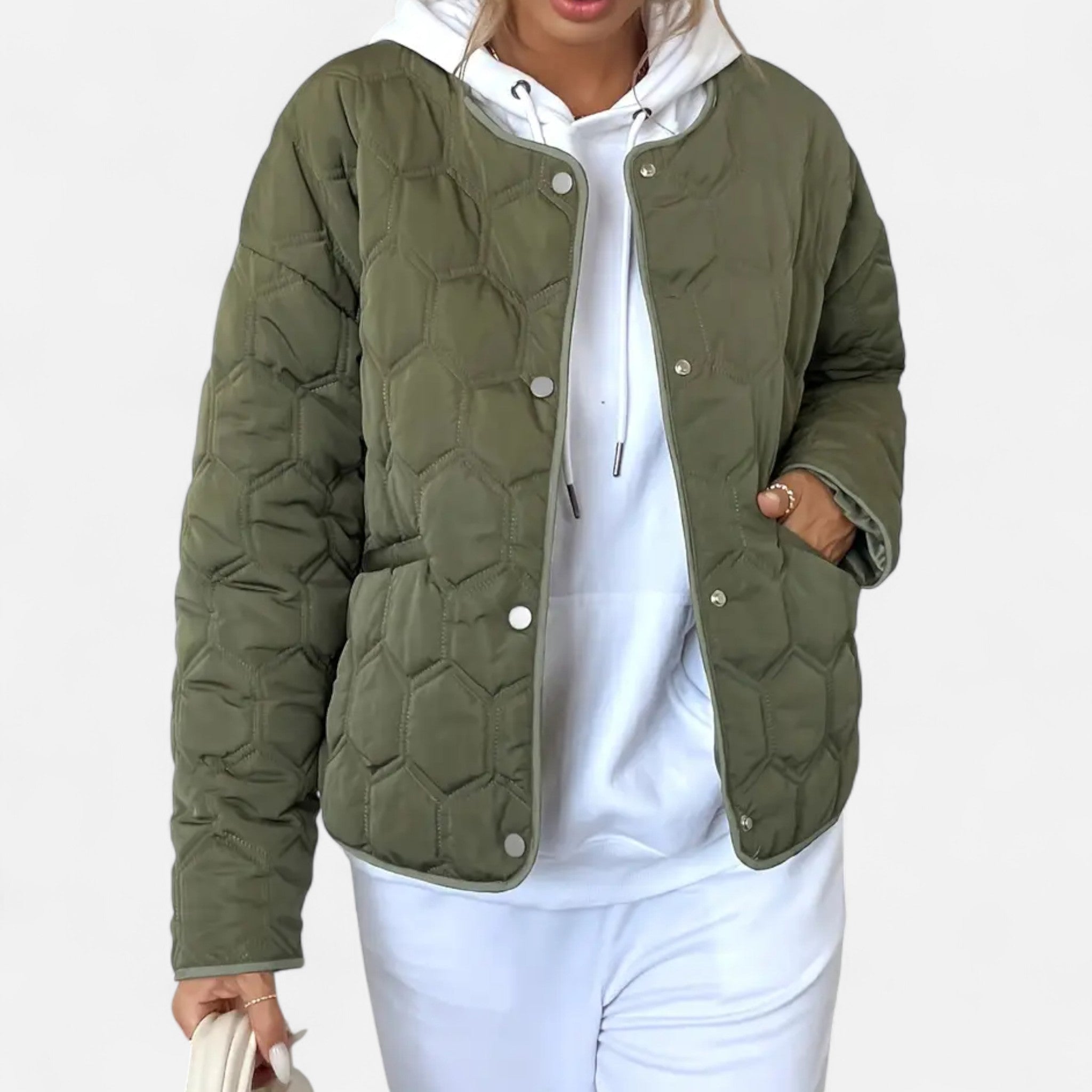 VELYXA | Women’s Quilted Winter Jacket with Round Neck
