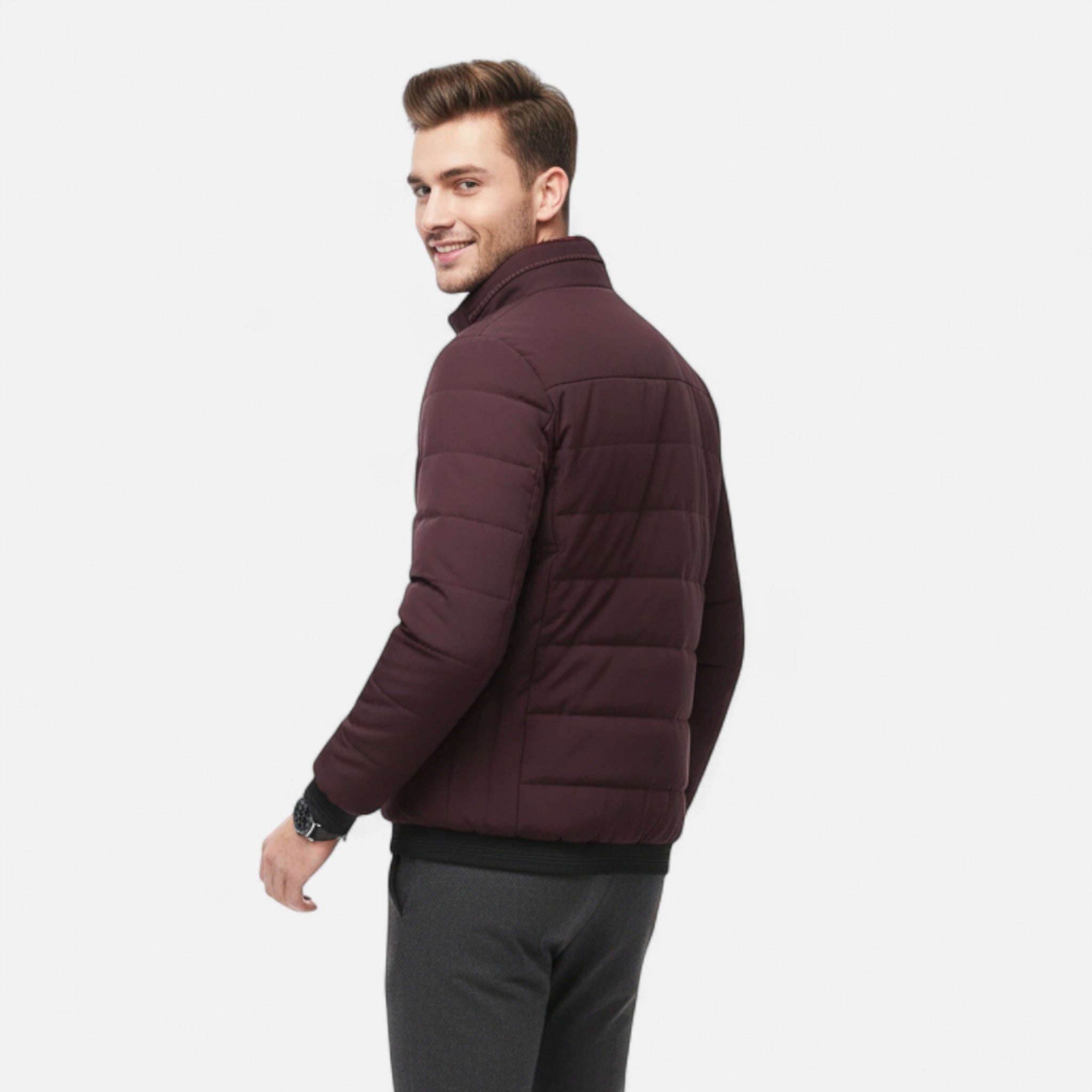 VELYXA | Men’s Zip-Up Polyester Jacket with Stand Collar