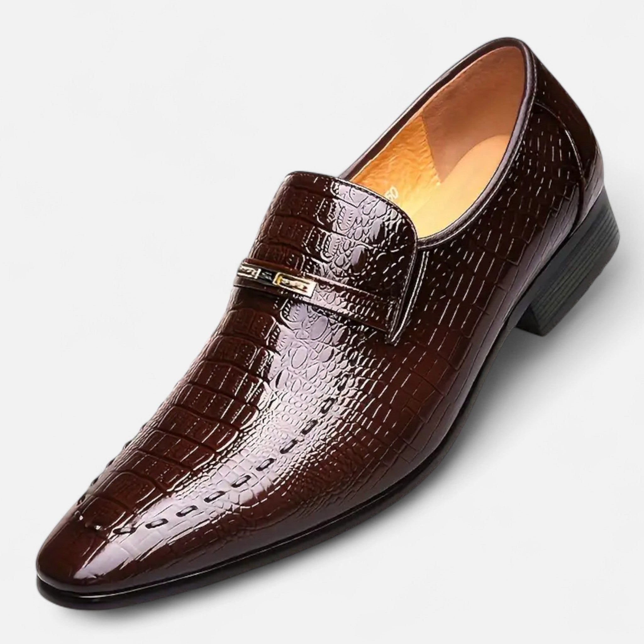 VELYXA | Men’s Oxford Slip-On Loafers with Metallic Emblem