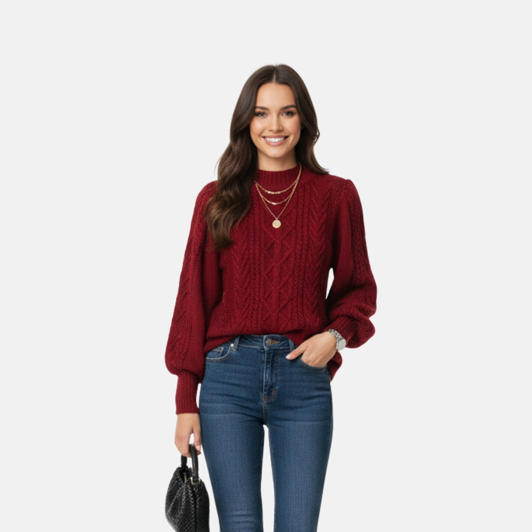 VELYXA | Women’s Knit Pullover Sweater with Half-High Collar