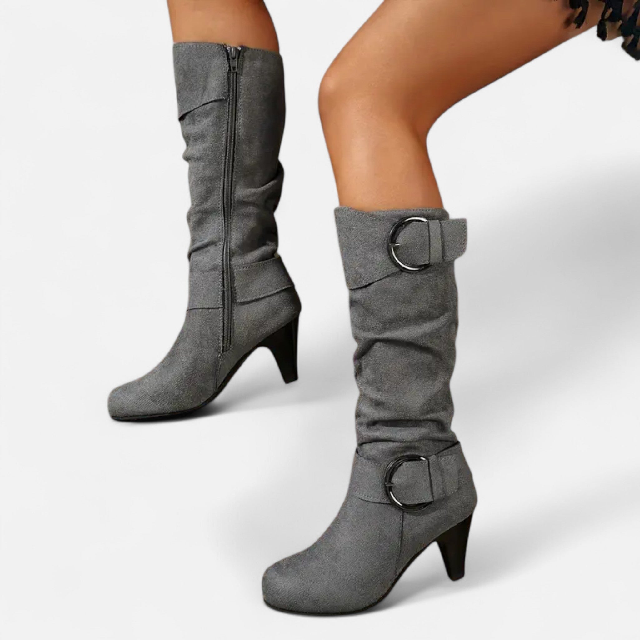 VELYXA | Women’s Mid-Calf Boots with Buckle Strap