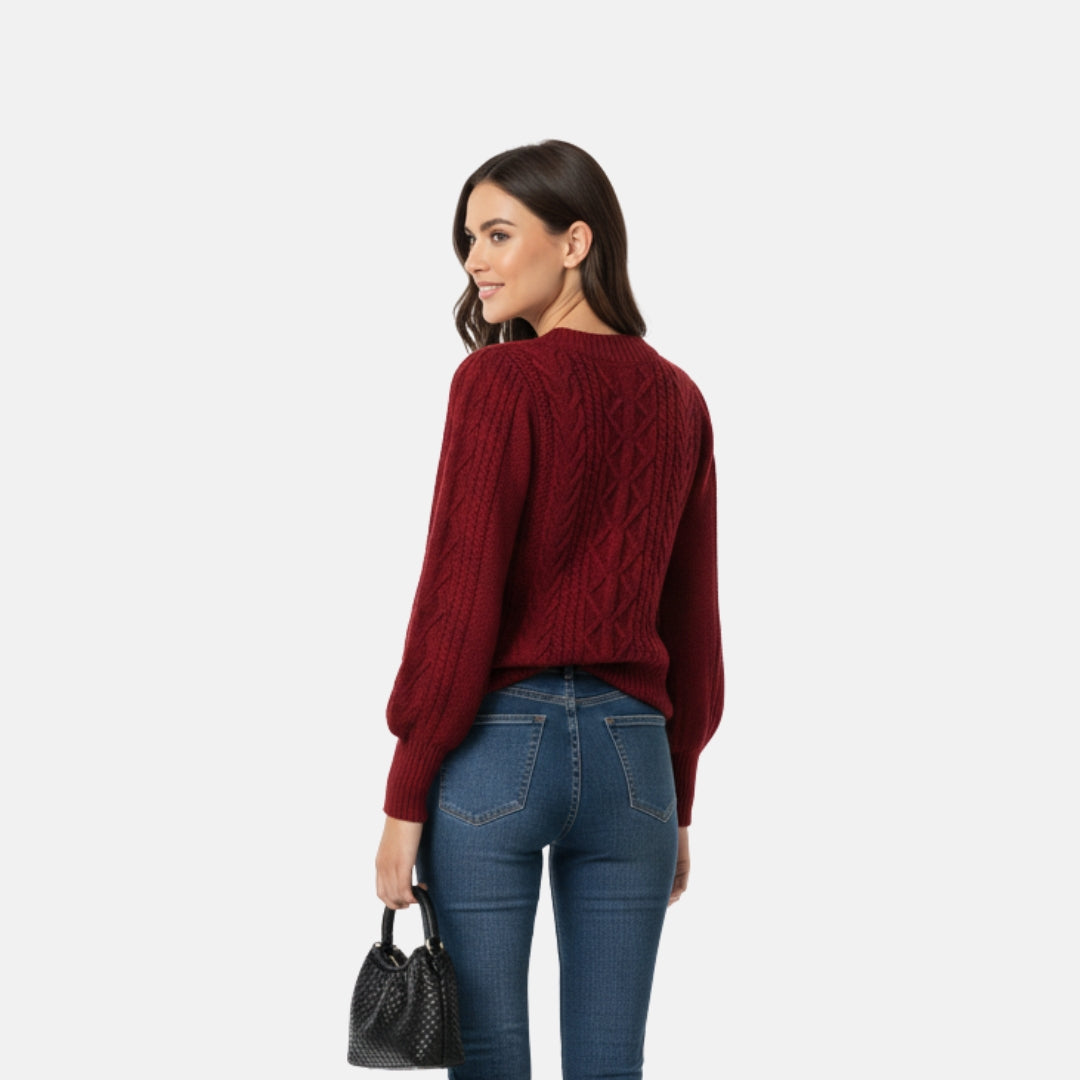 VELYXA | Women’s Knit Pullover Sweater with Half-High Collar