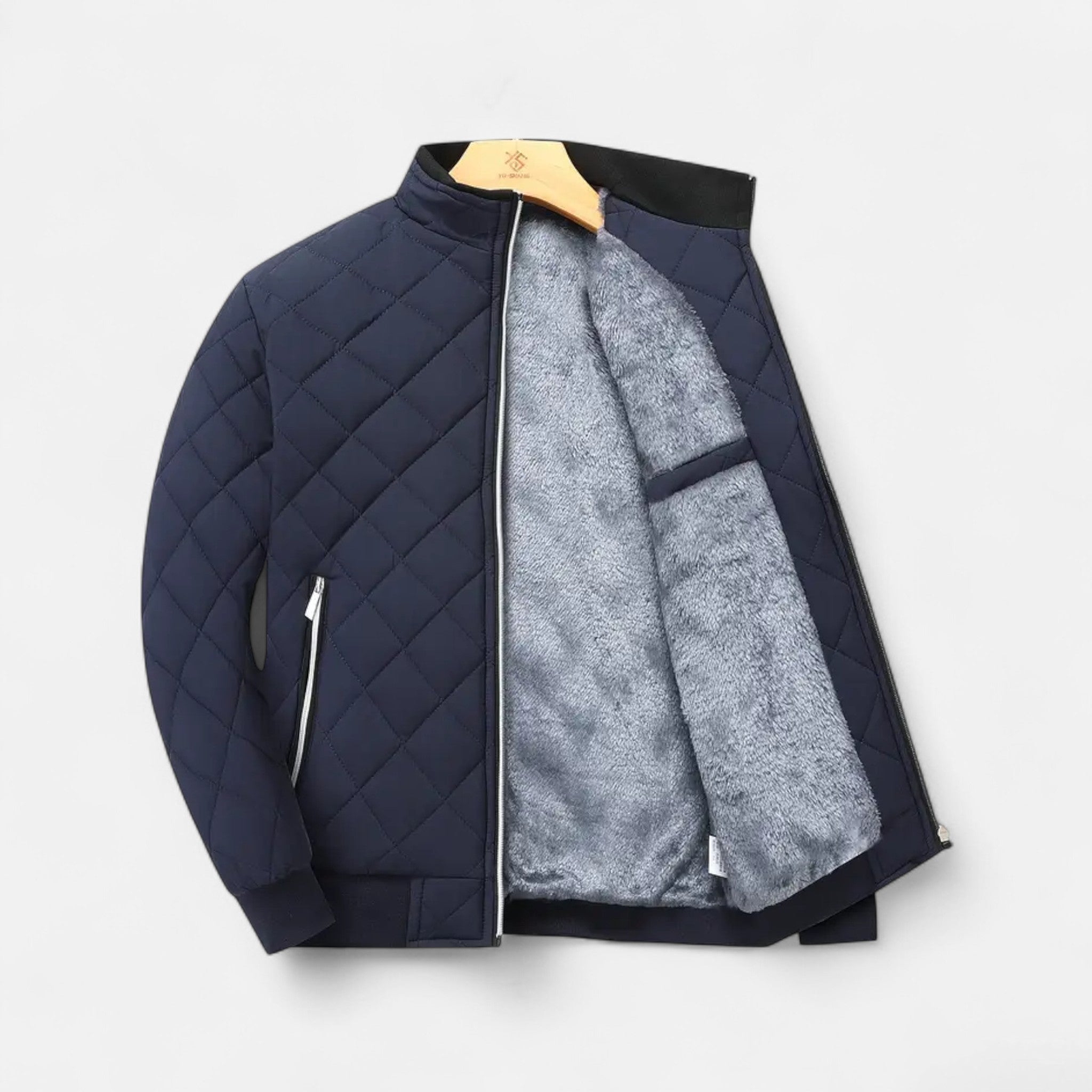 VELYXA | Men’s Quilted Fleece-Lined Jacket – Zip-Up