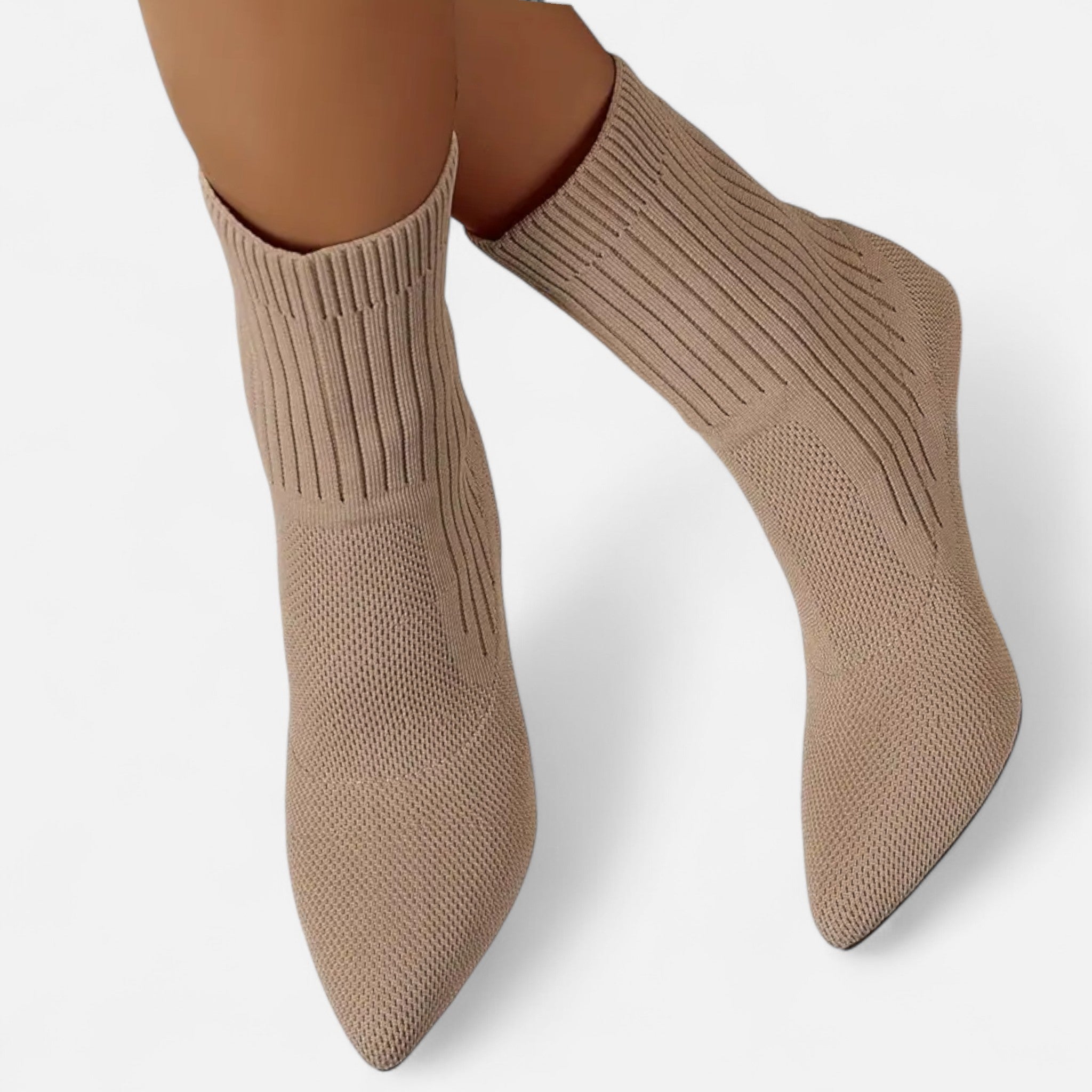 VELYXA | Women’s Slip-On Knitted Boots with Pointed Toe