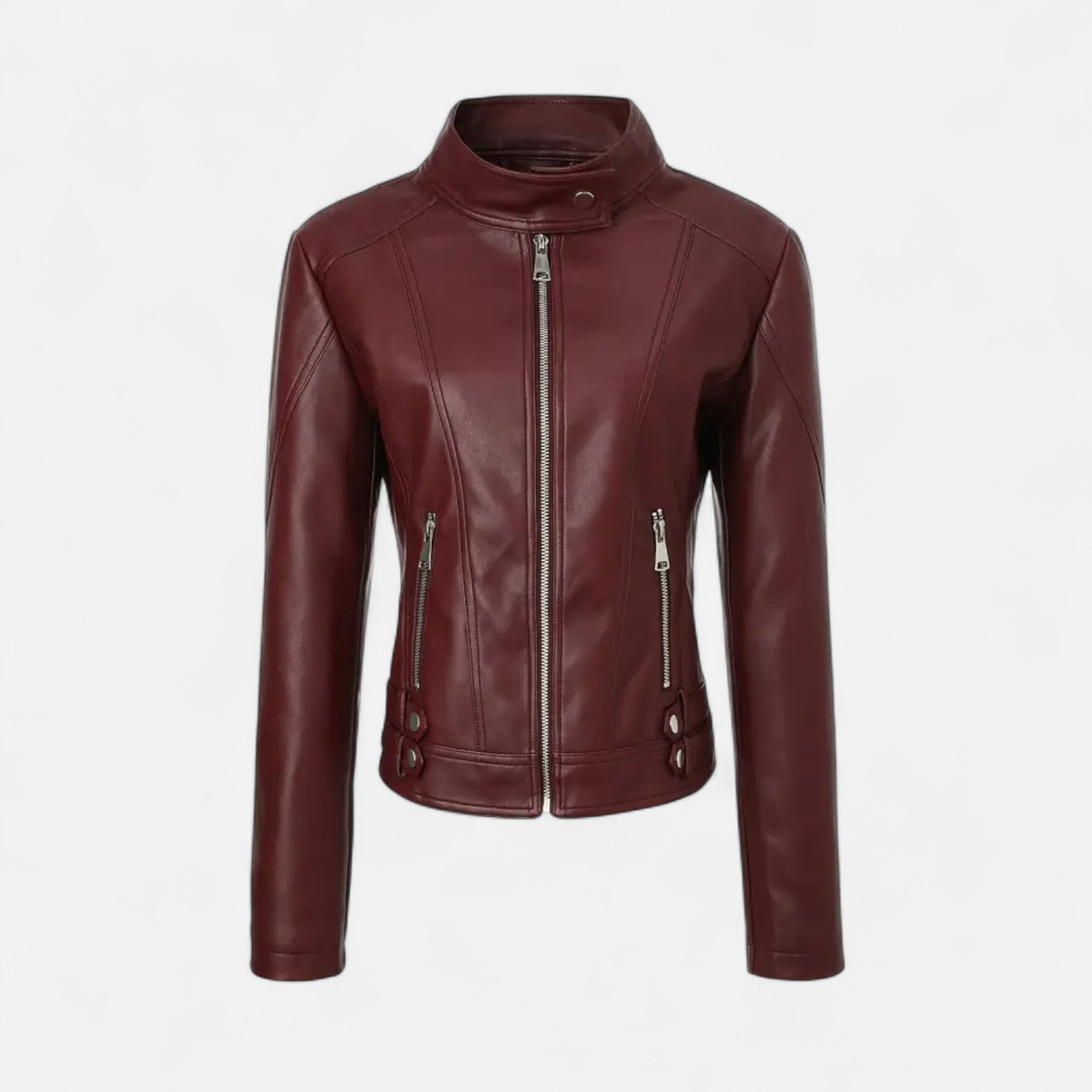 VELYXA | Women’s Zip-Up Motorcycle Jacket with Stand Collar