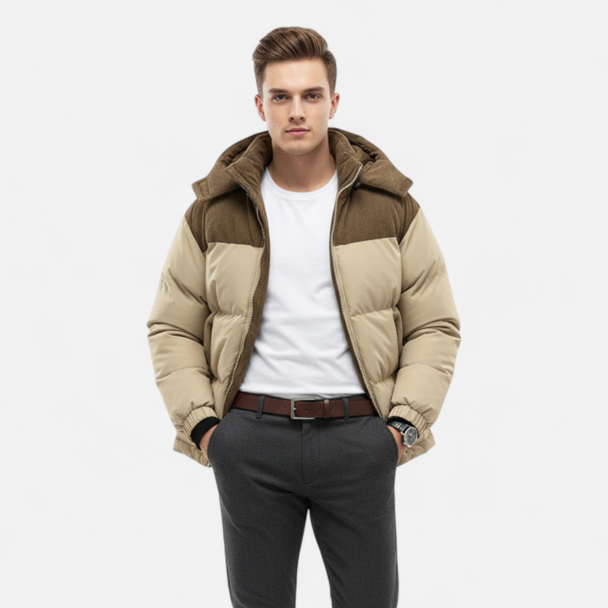 VELYXA | Men’s Hooded Cotton Zip-Up Jacket