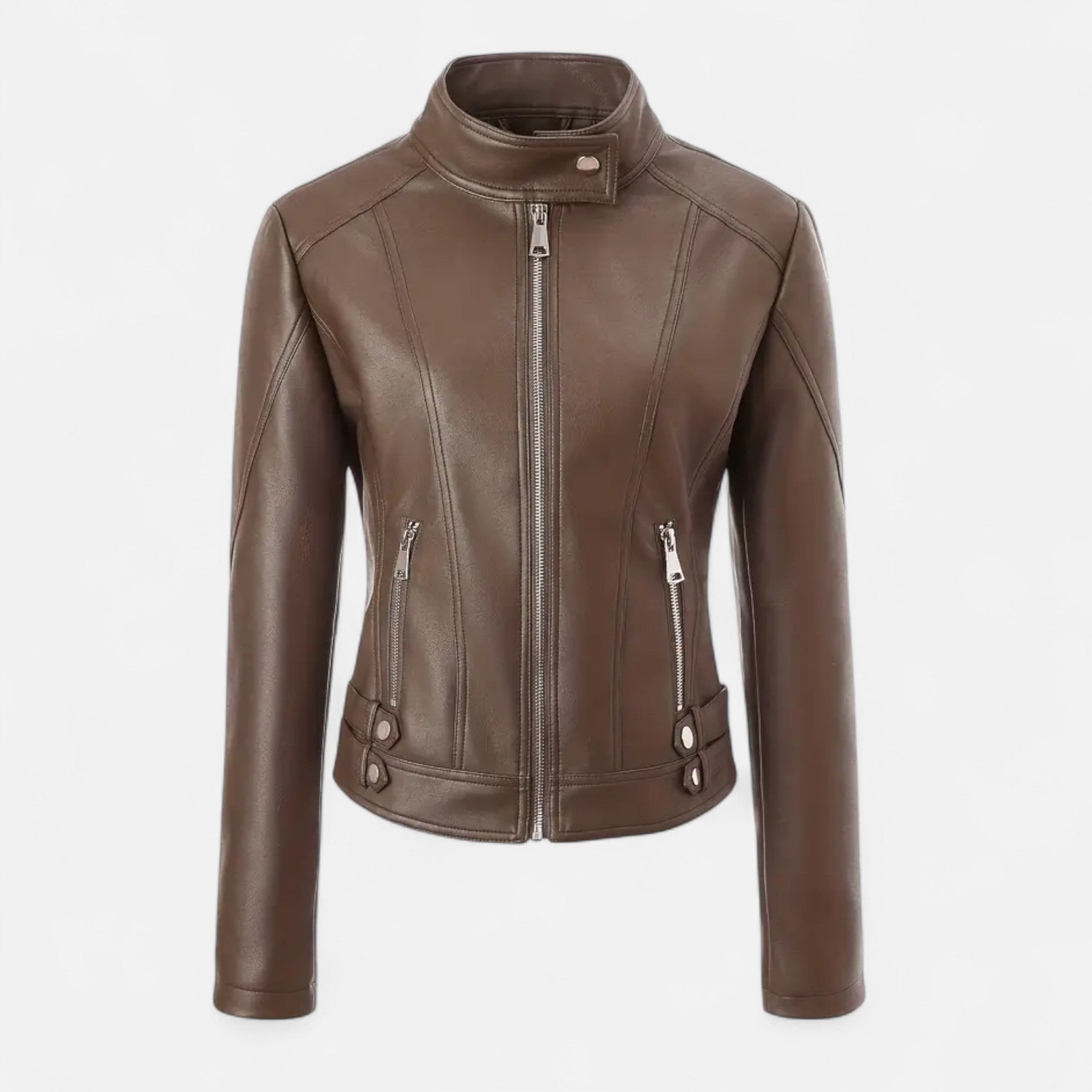 VELYXA | Women’s Zip-Up Motorcycle Jacket with Stand Collar