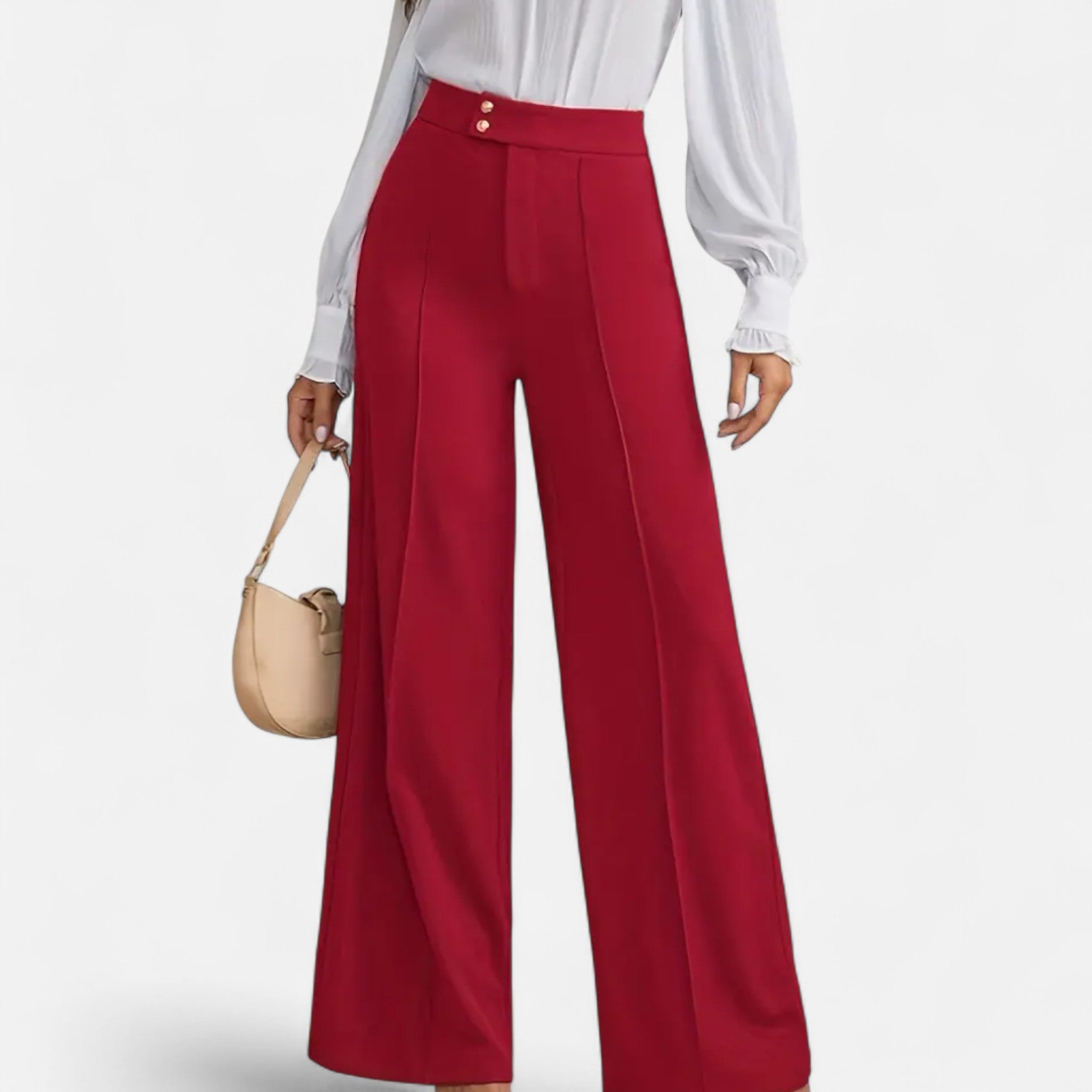 VELYXA | Women’s High-Waist Palazzo Pants with Button Fly