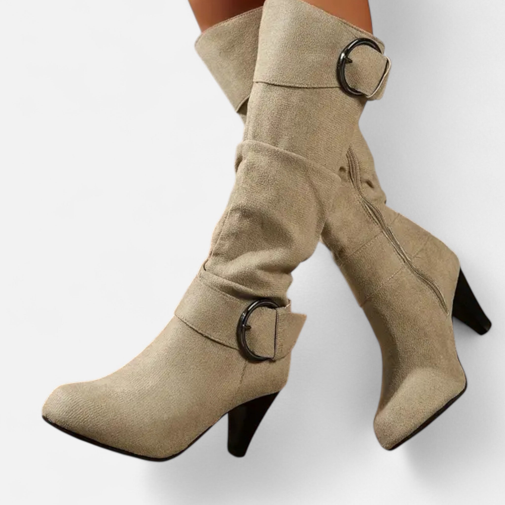 VELYXA | Women’s Mid-Calf Boots with Buckle Strap