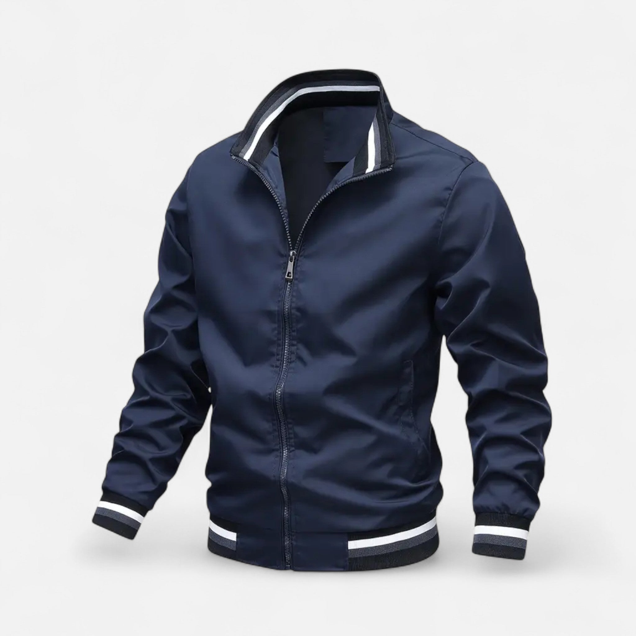 VELYXA | Men’s Zip-Up Bomber Jacket with Stand Collar