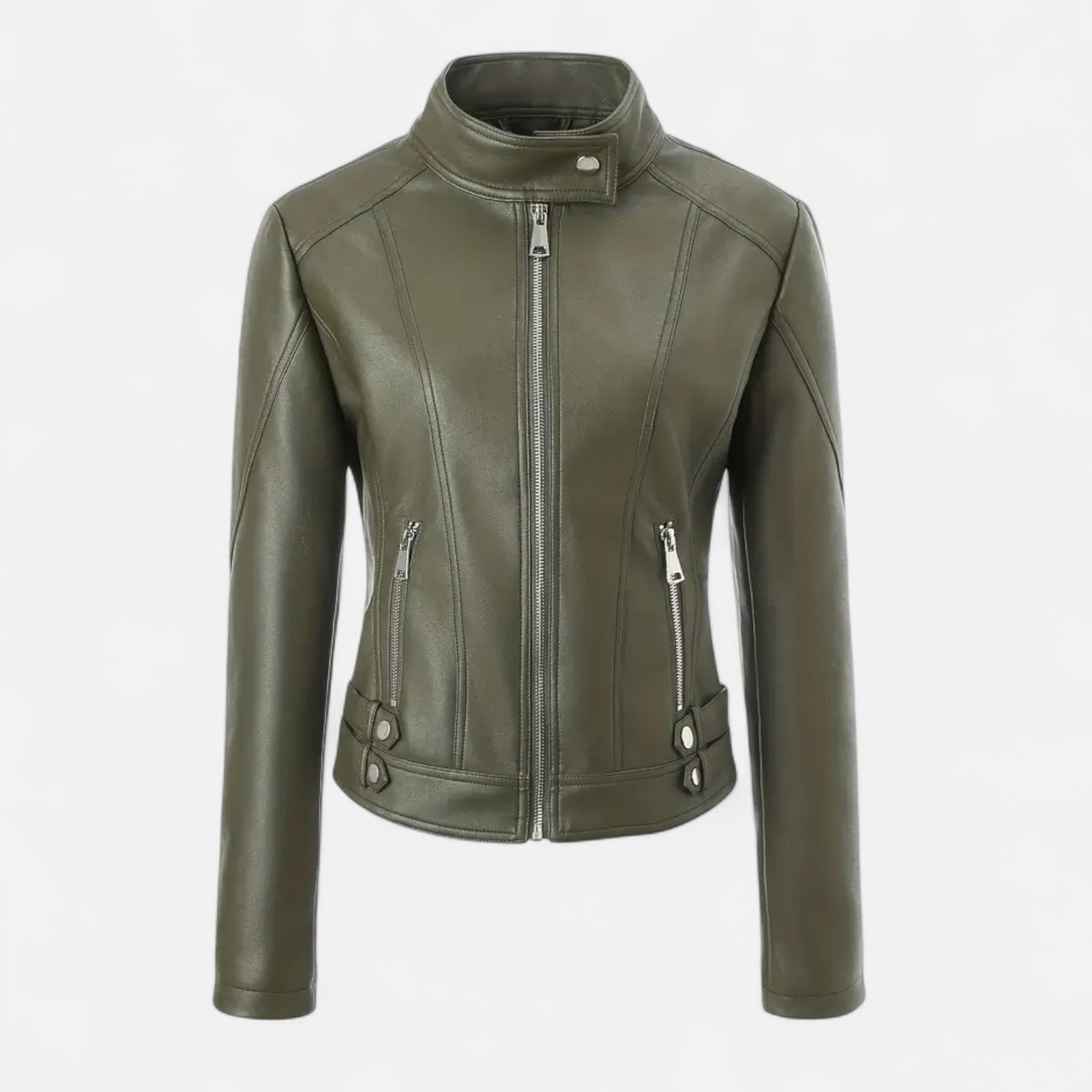 VELYXA | Women’s Zip-Up Motorcycle Jacket with Stand Collar