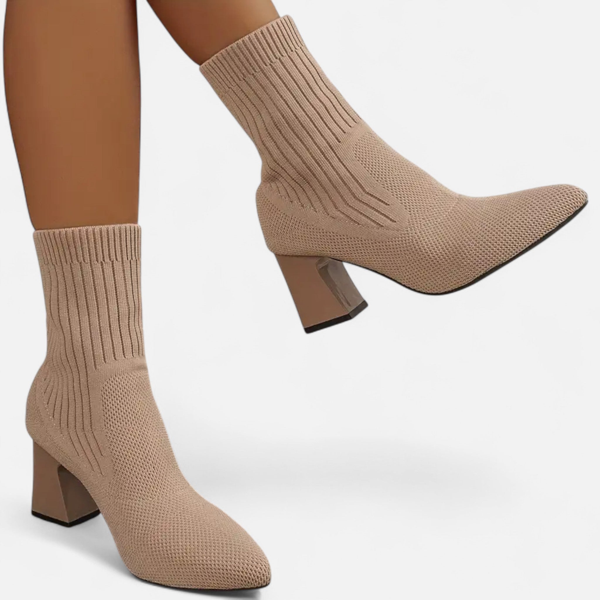 VELYXA | Women’s Slip-On Knitted Boots with Pointed Toe