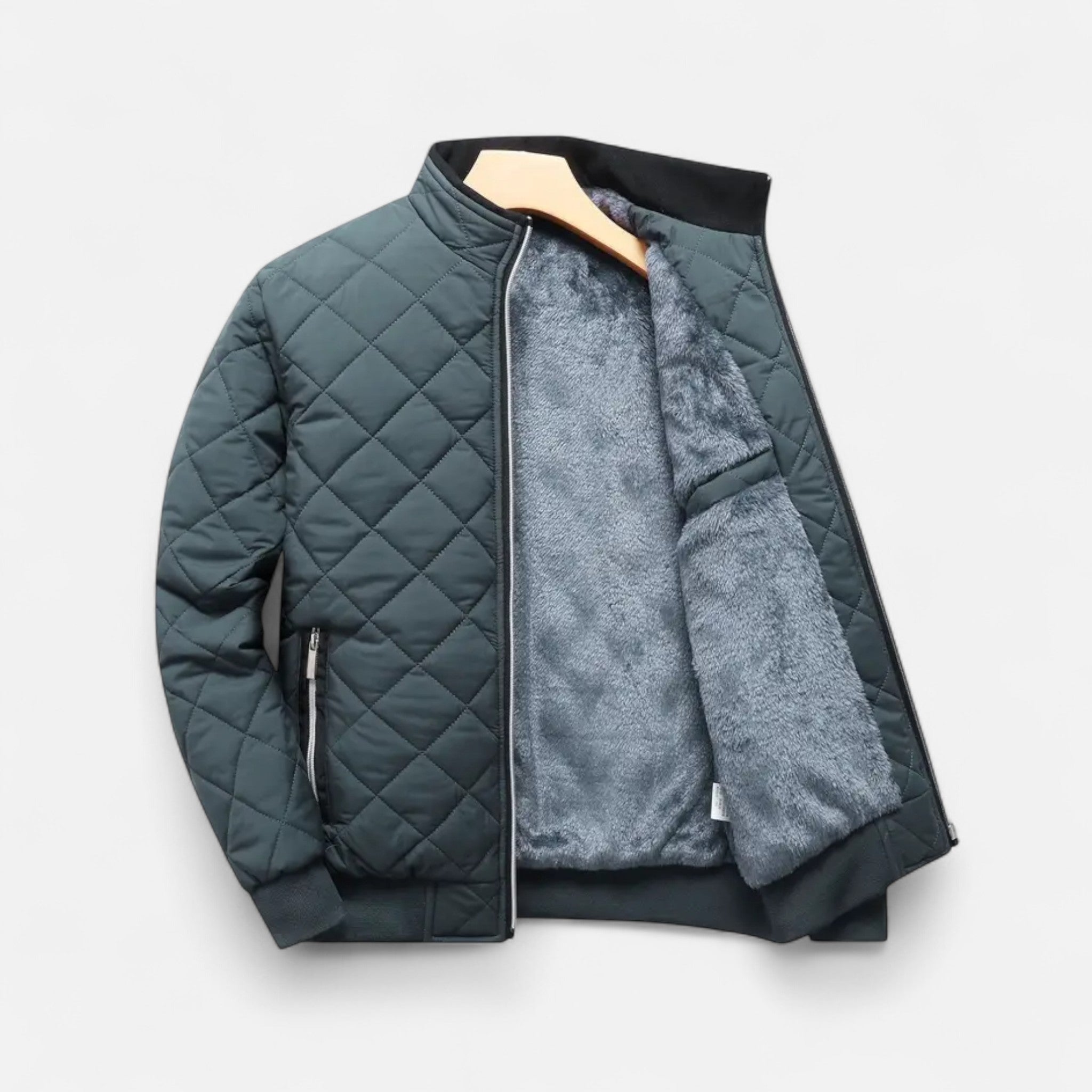 VELYXA | Men’s Quilted Fleece-Lined Jacket – Zip-Up