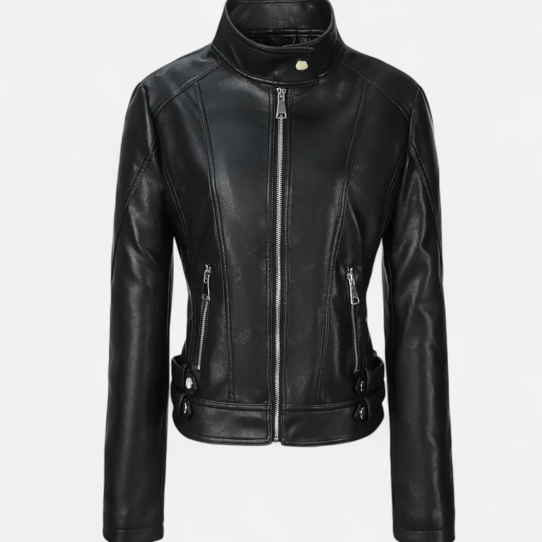 VELYXA | Women’s Zip-Up Motorcycle Jacket with Stand Collar