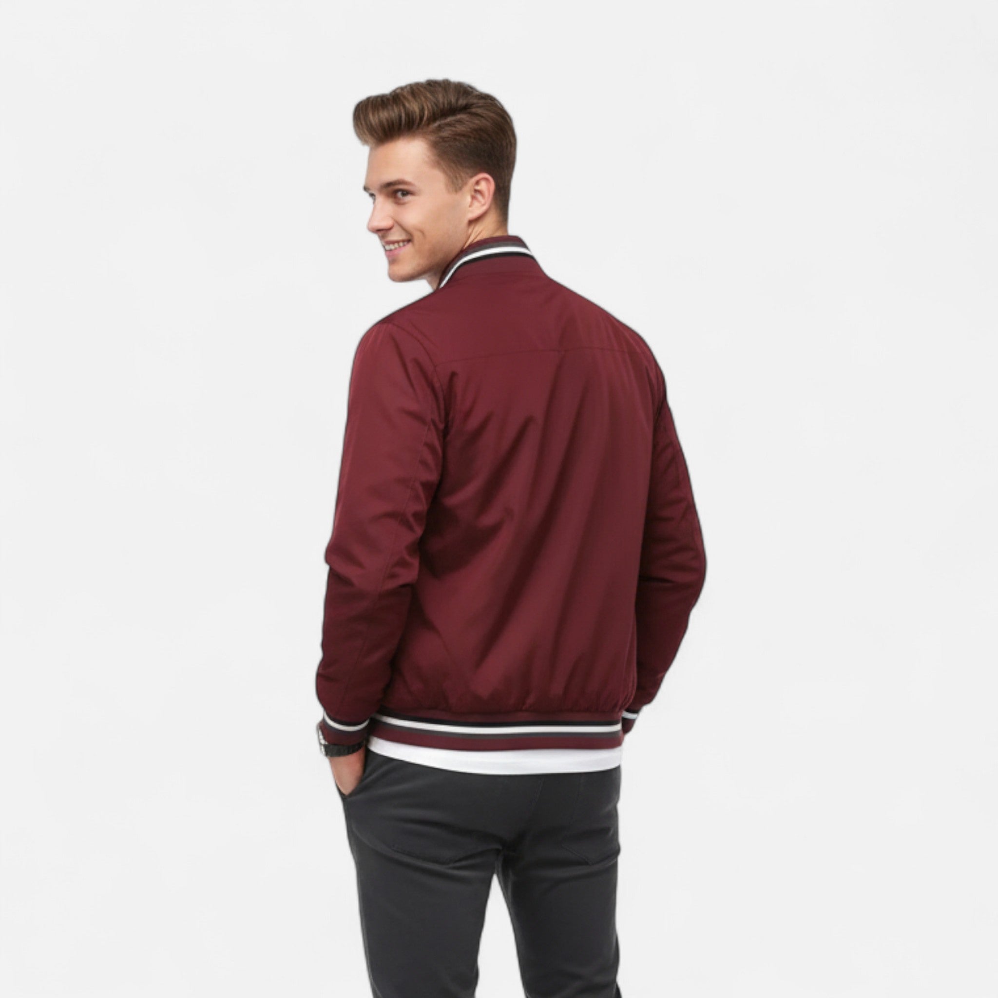 VELYXA | Men’s Zip-Up Bomber Jacket with Stand Collar