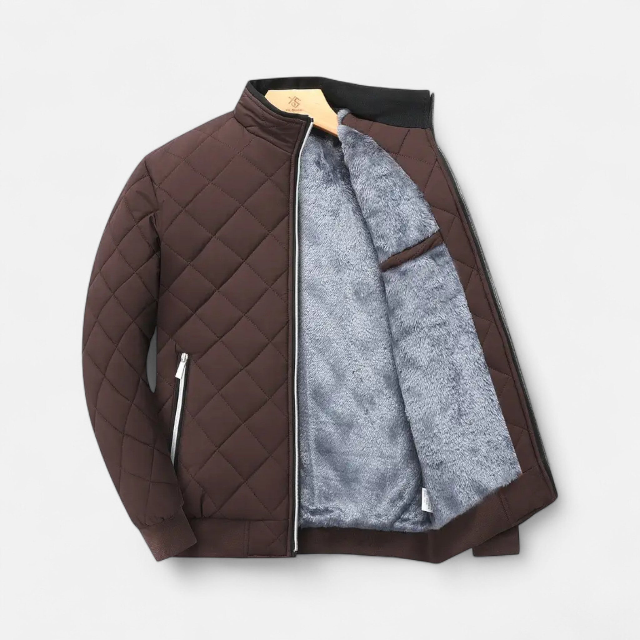 VELYXA | Men’s Quilted Fleece-Lined Jacket – Zip-Up