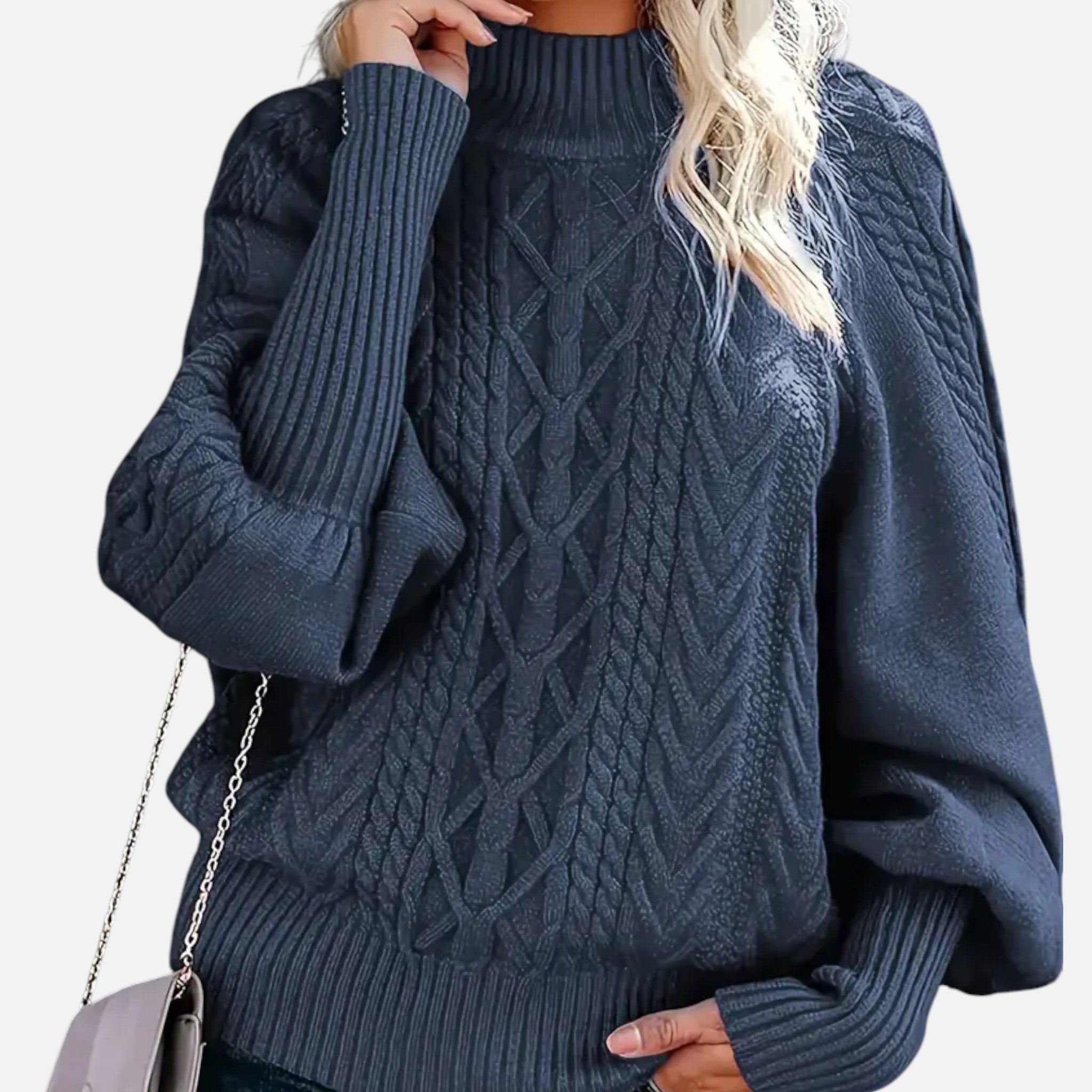 VELYXA | Women’s Knit Pullover Sweater with Half-High Collar