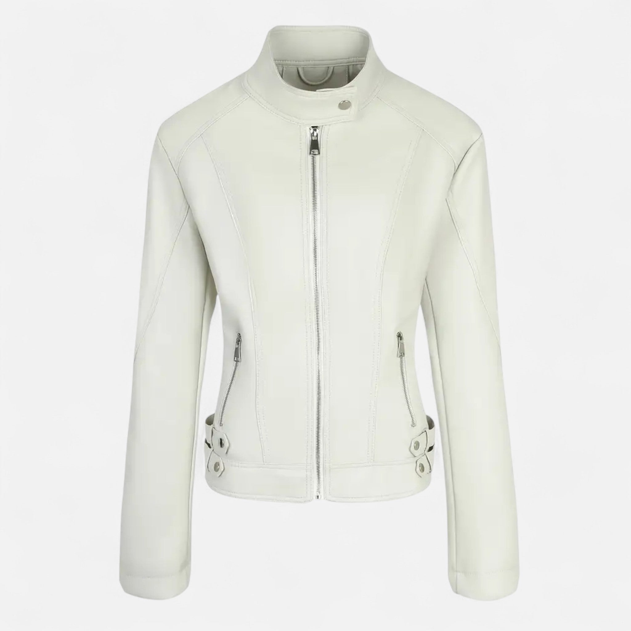 VELYXA | Women’s Zip-Up Motorcycle Jacket with Stand Collar